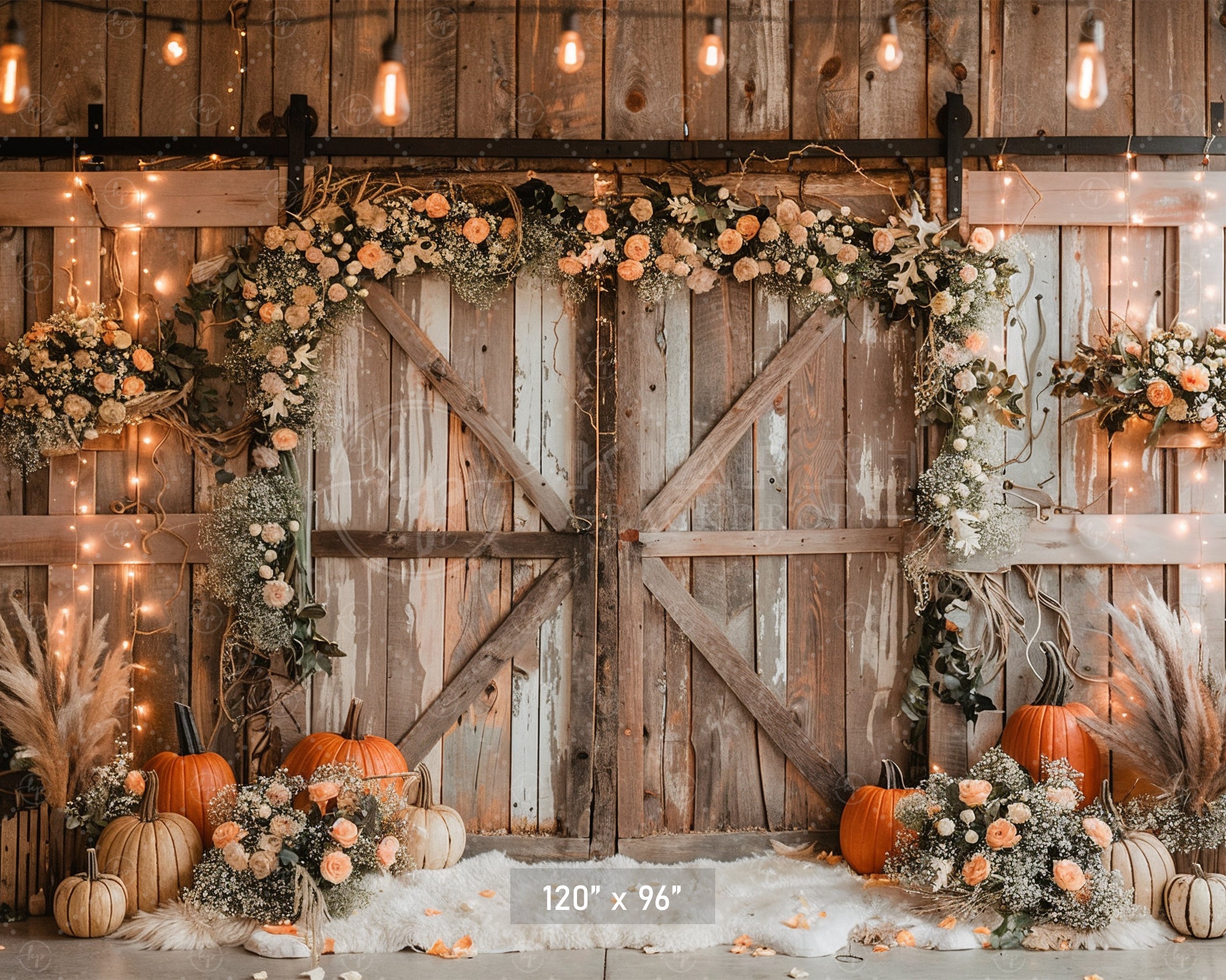 Rustic Autumn Floral Doorway Backdrop