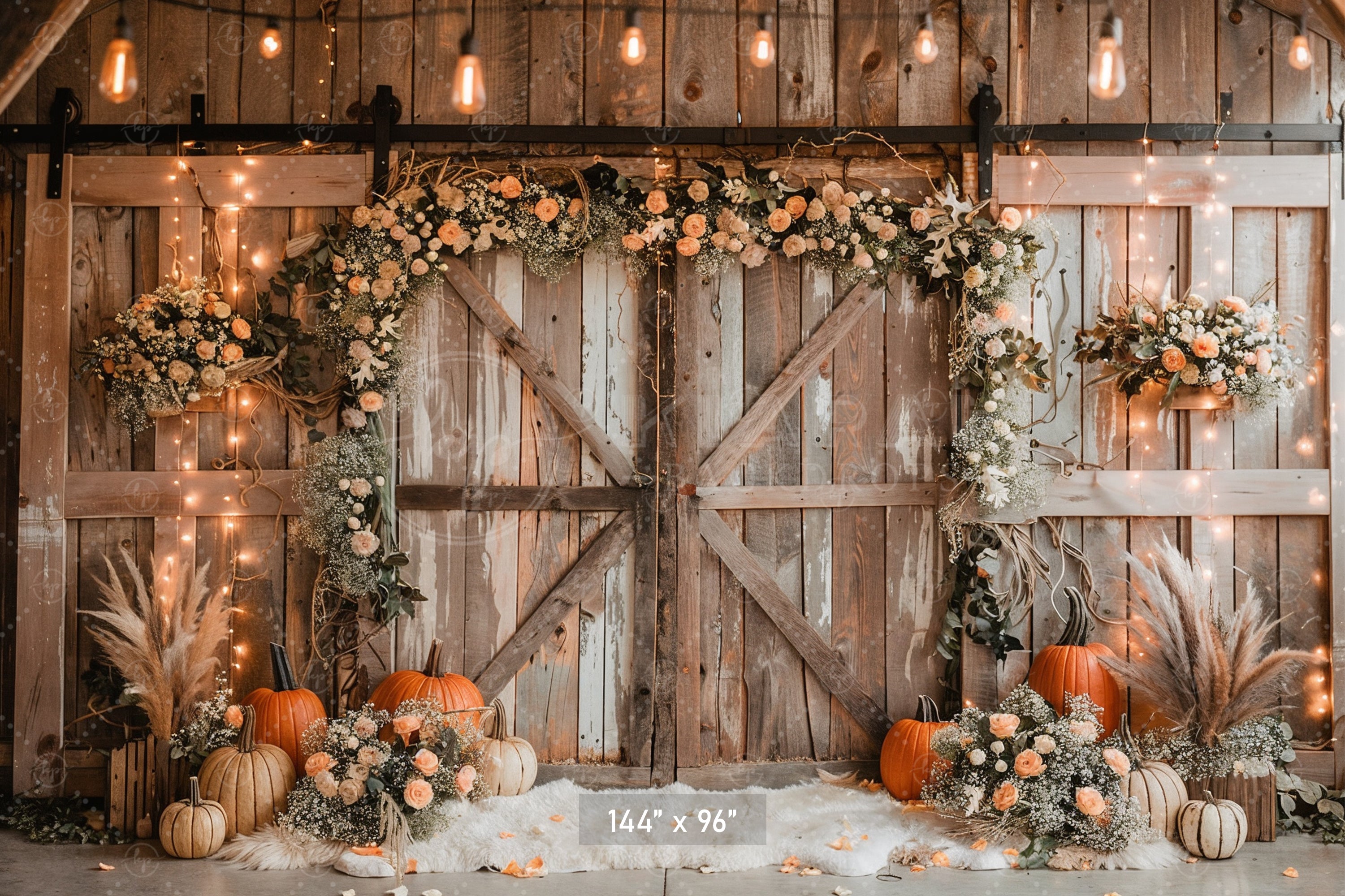 Rustic Autumn Floral Doorway Backdrop