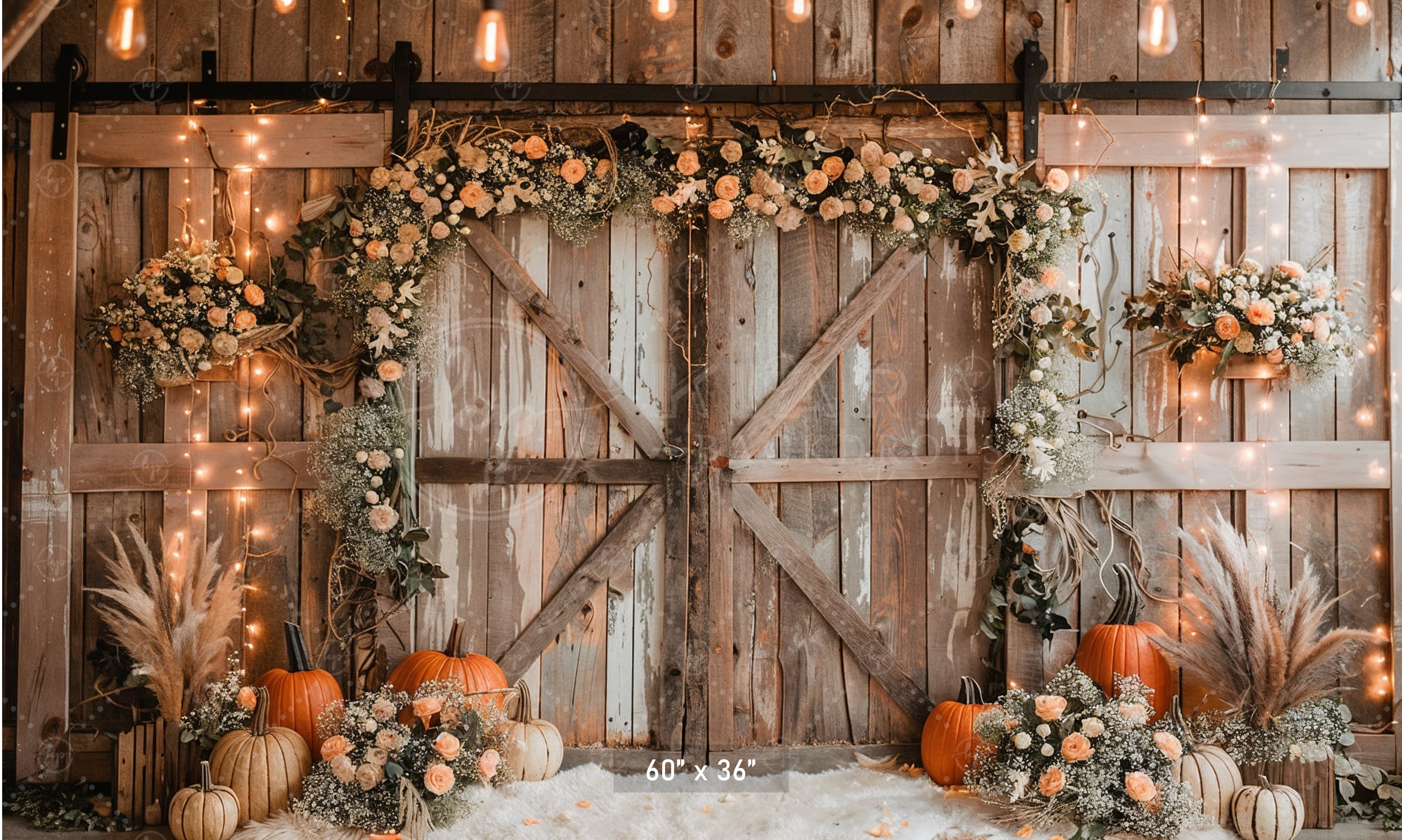Rustic Autumn Floral Doorway Backdrop