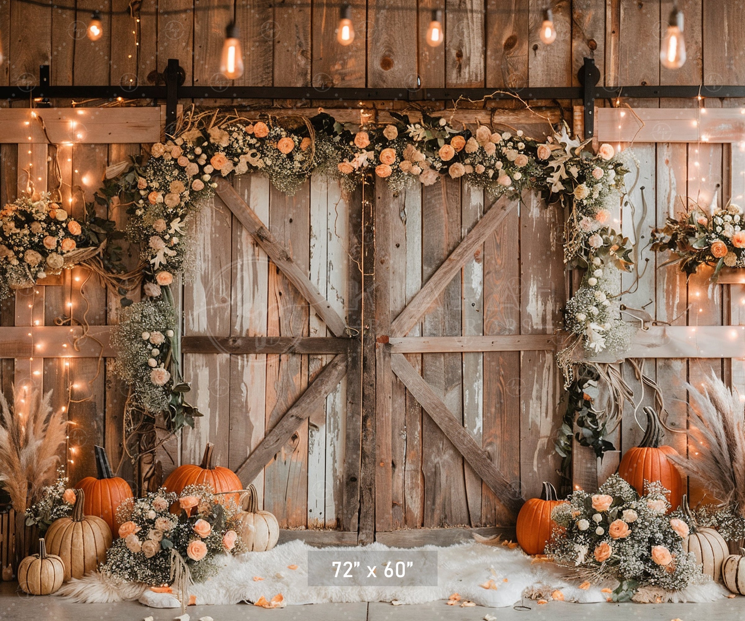 Rustic Autumn Floral Doorway Backdrop