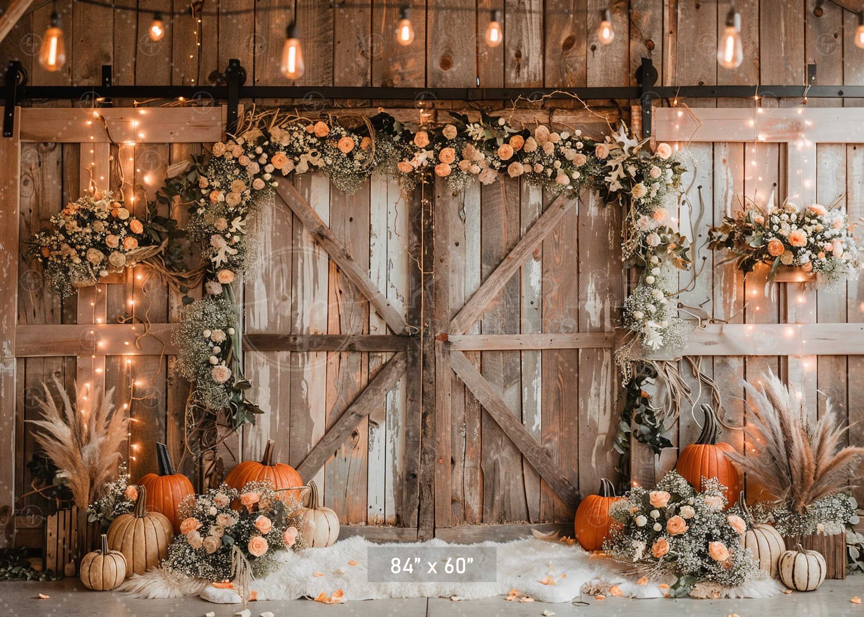 Rustic Autumn Floral Doorway Backdrop