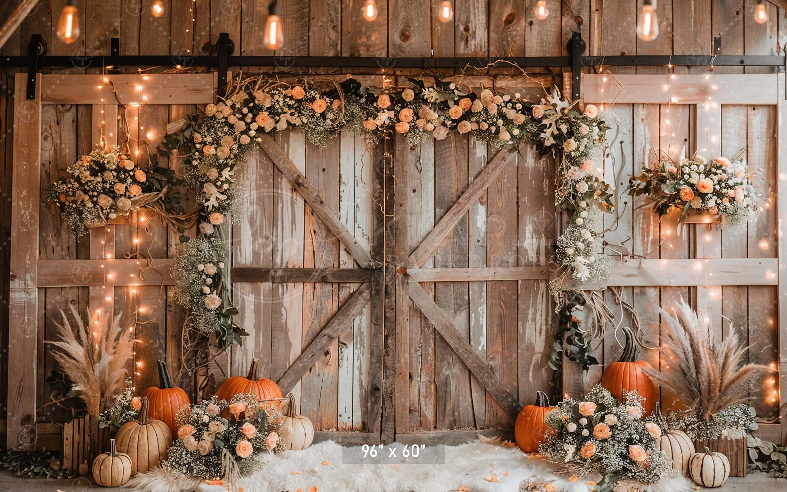 Rustic Autumn Floral Doorway Backdrop