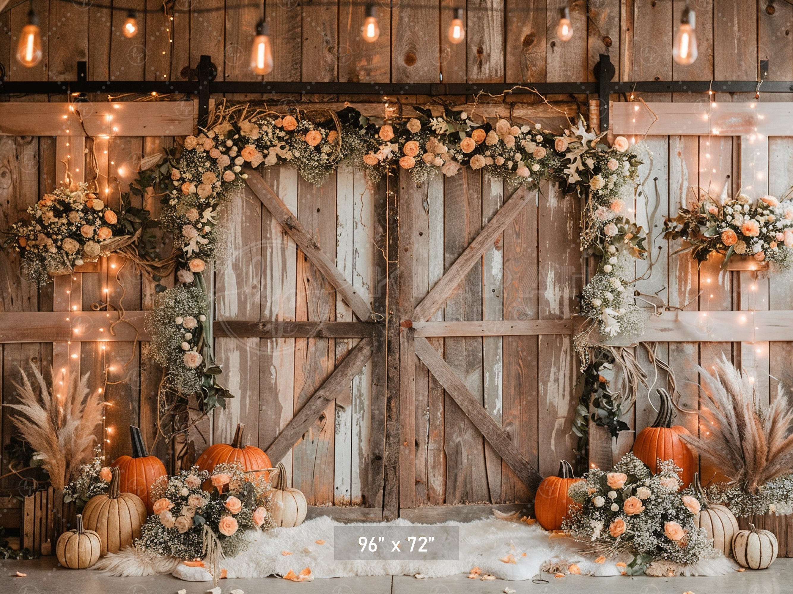 Rustic Autumn Floral Doorway Backdrop