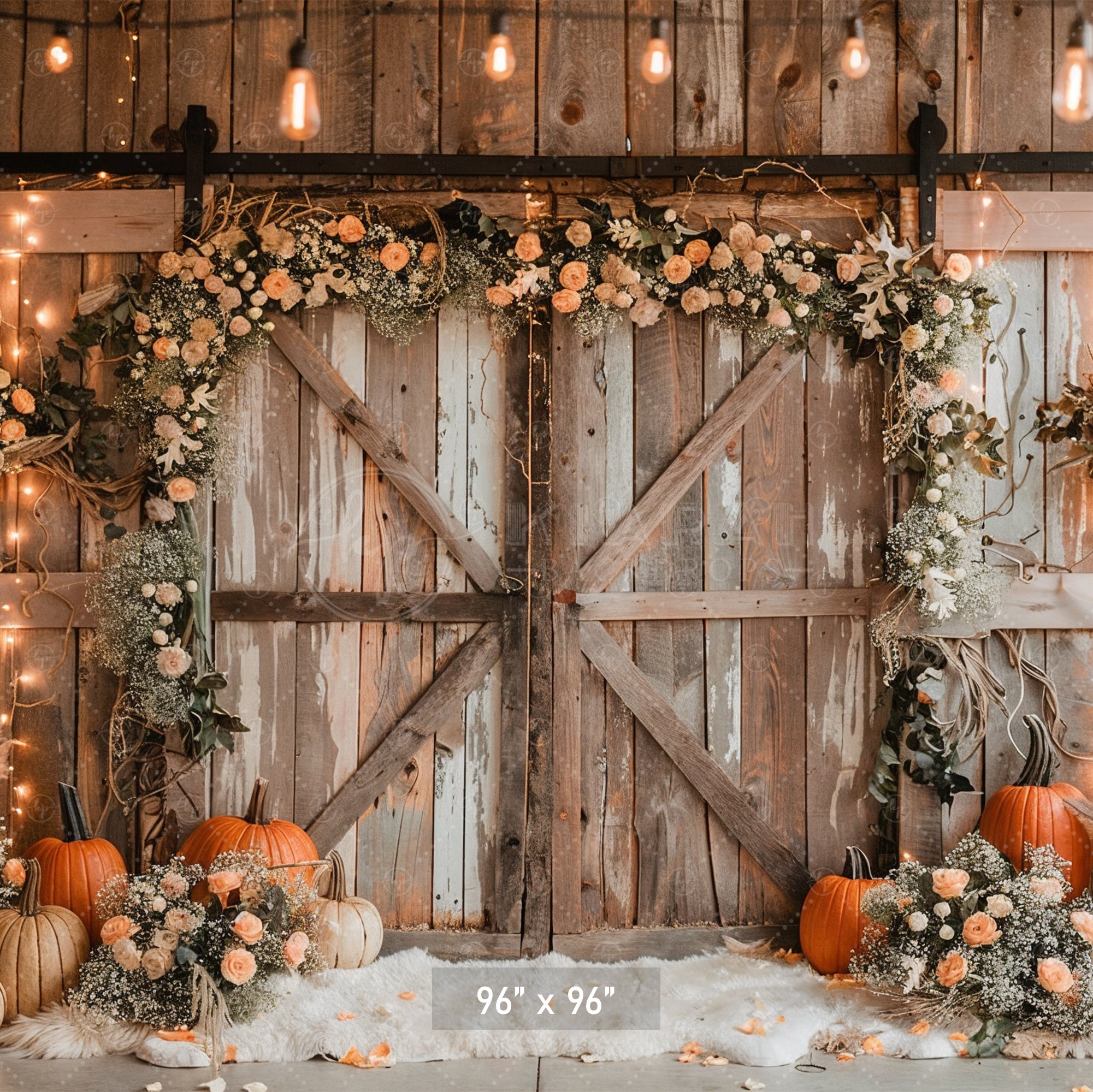Rustic Autumn Floral Doorway Backdrop