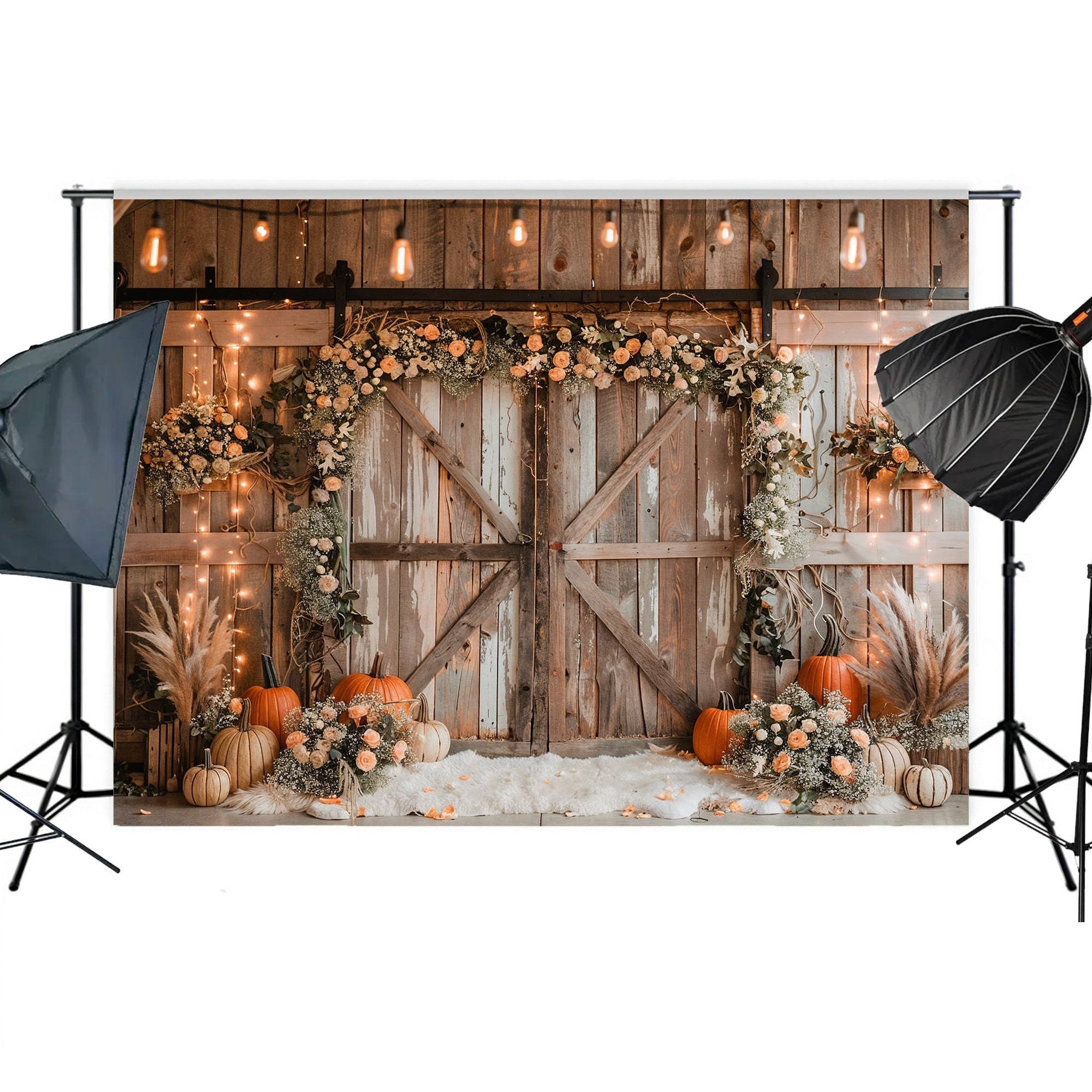Rustic Autumn Floral Doorway Backdrop