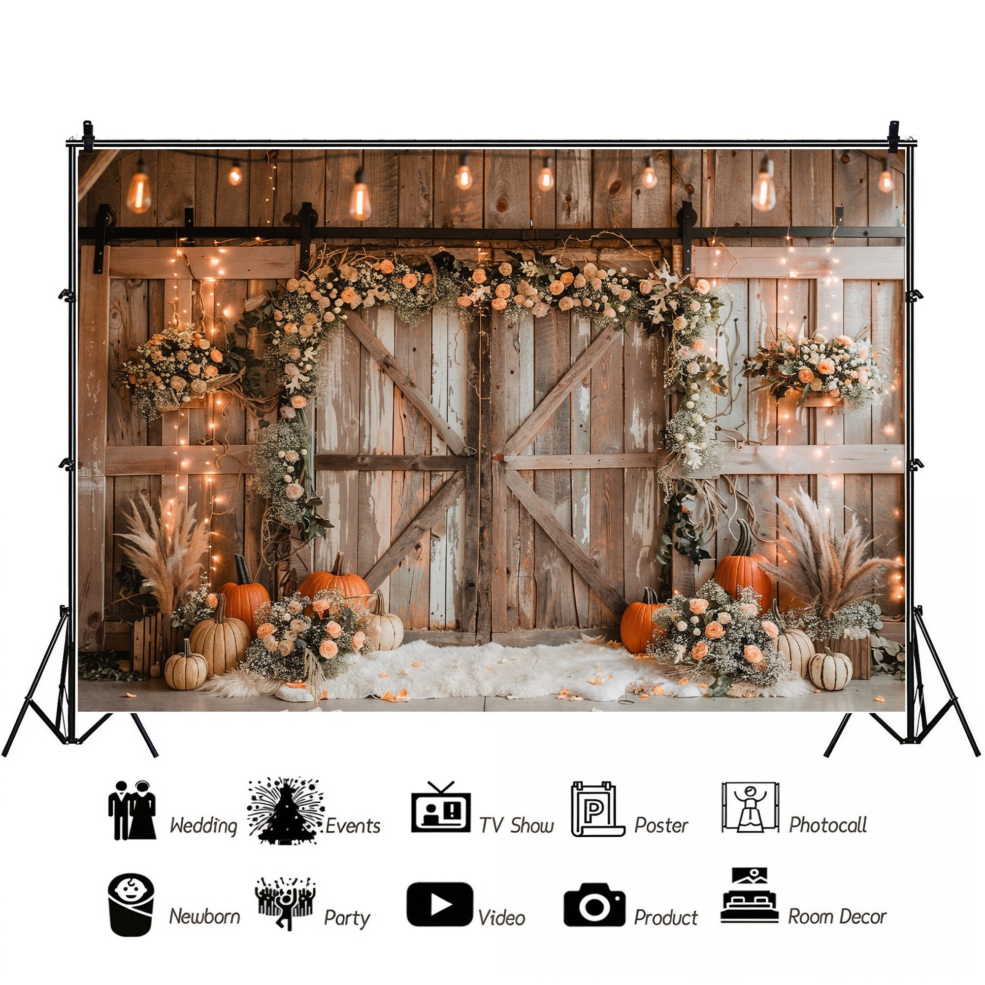 Rustic Autumn Floral Doorway Backdrop