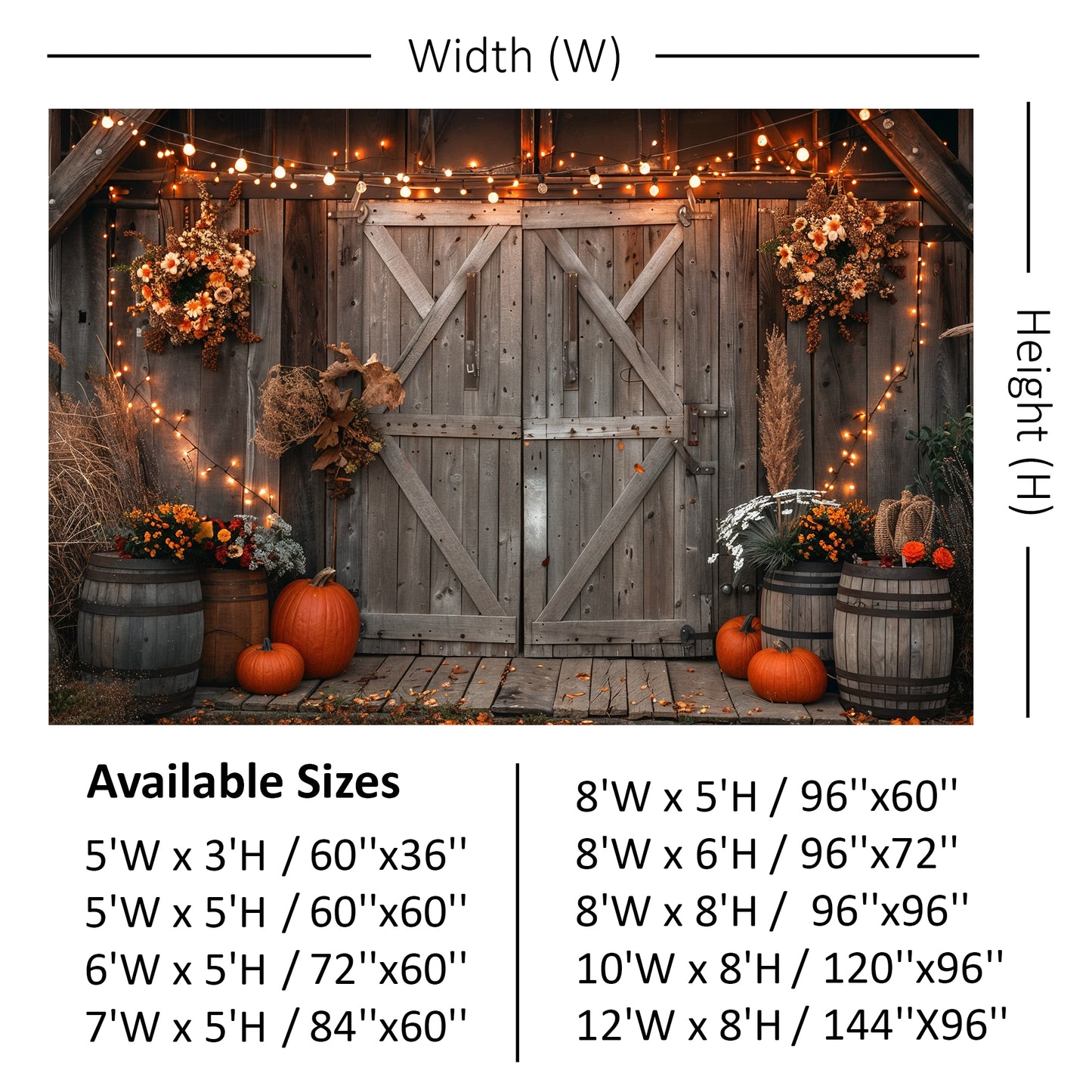 Cozy Autumn Barn Lights Backdrop