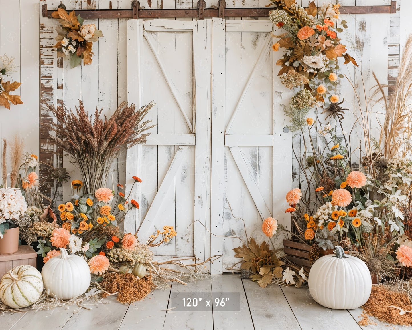 Rustic Harvest Barn Door Backdrop