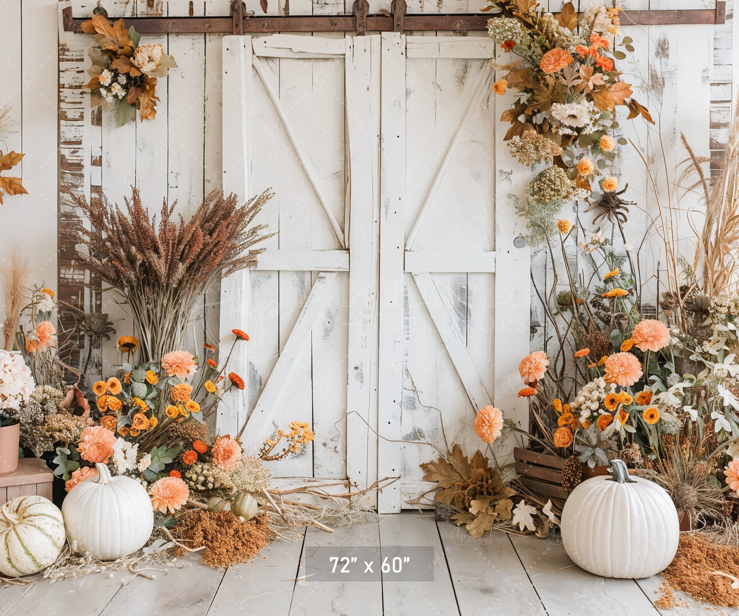 Rustic Harvest Barn Door Backdrop