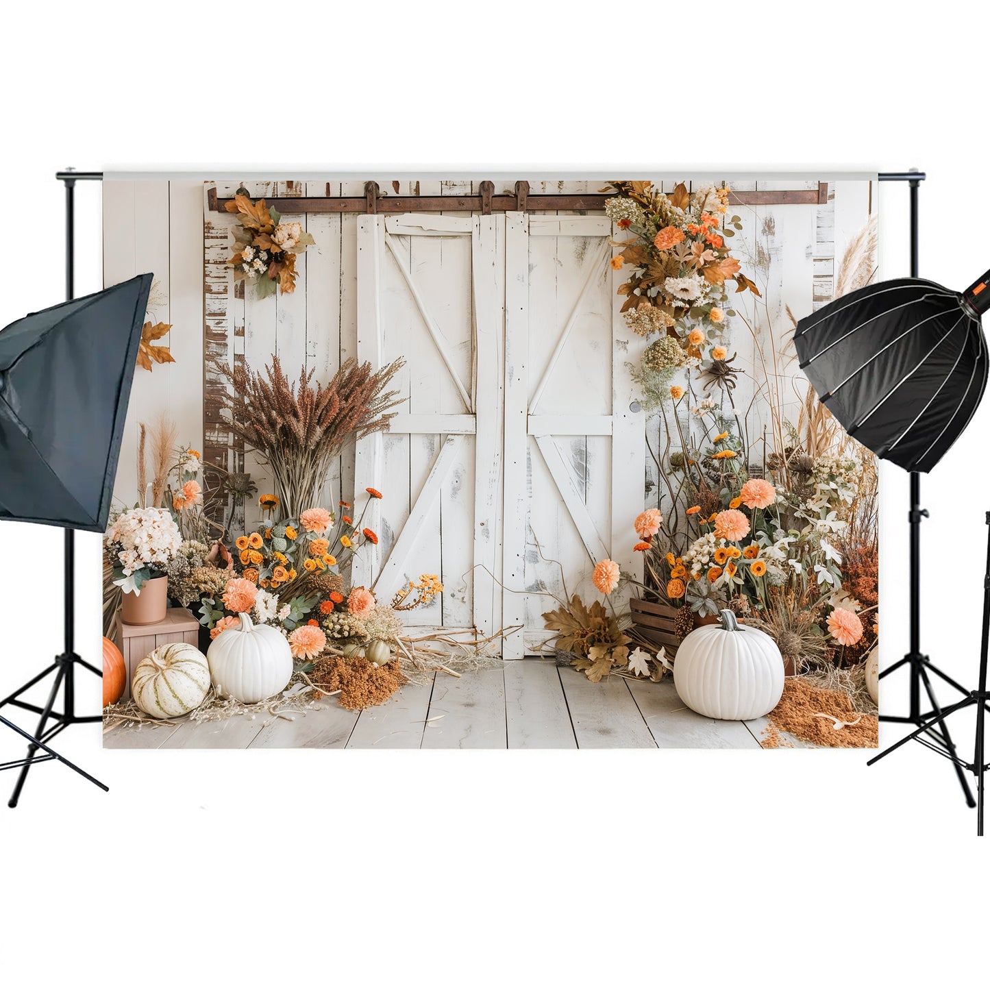 Rustic Harvest Barn Door Backdrop