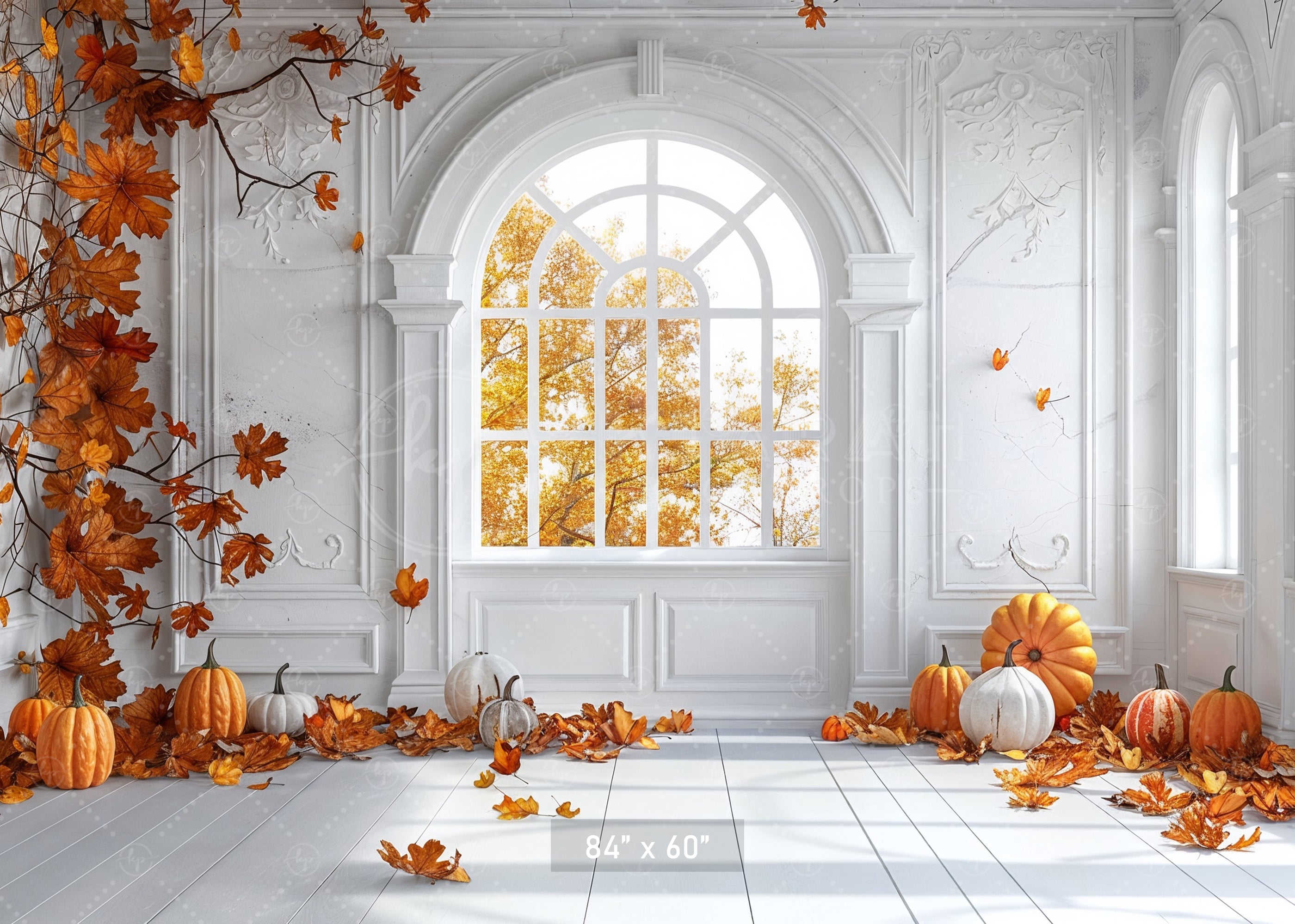 Elegant Autumn Window Backdrop