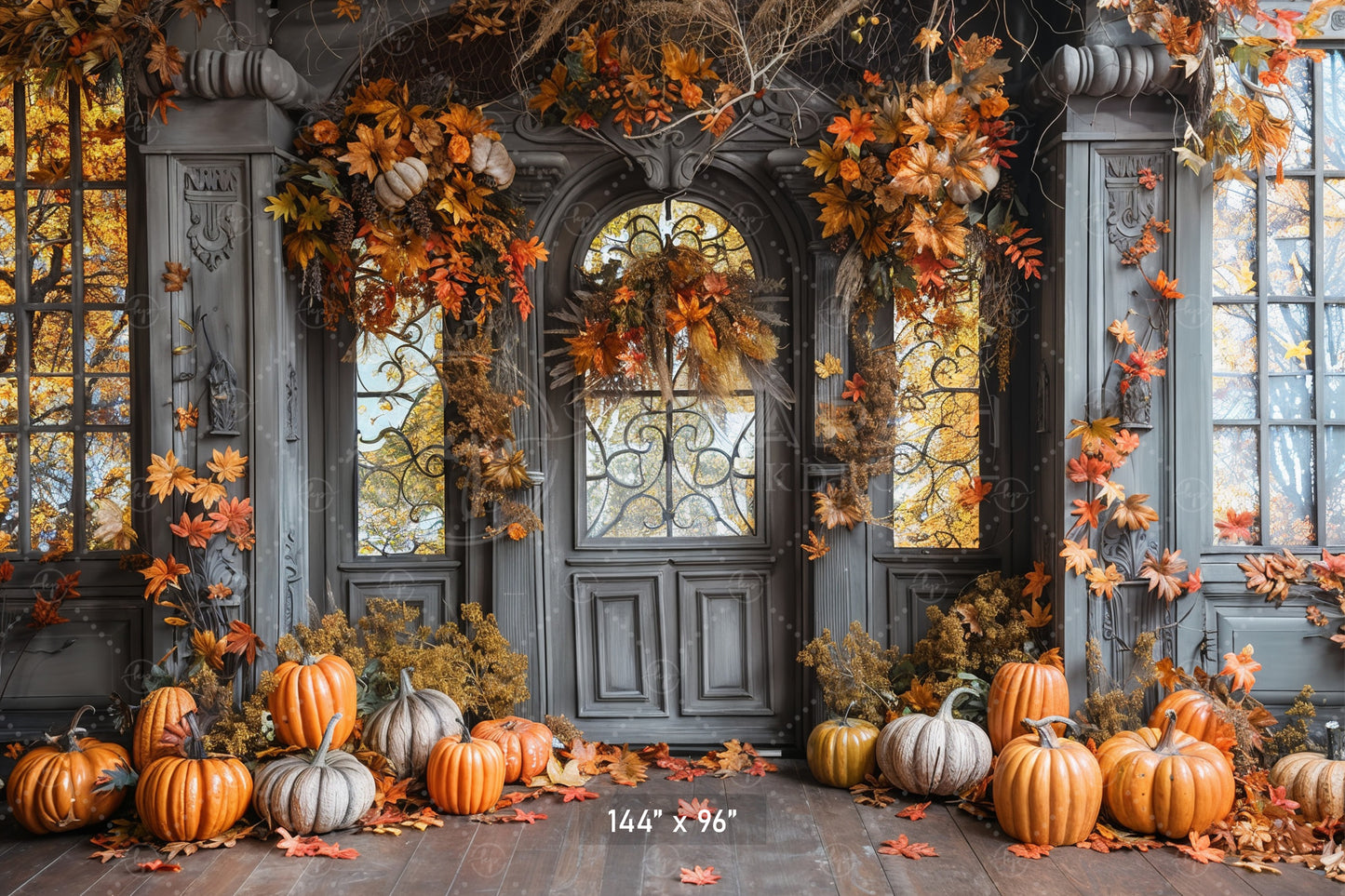 Elegant Autumn Porch Backdrop