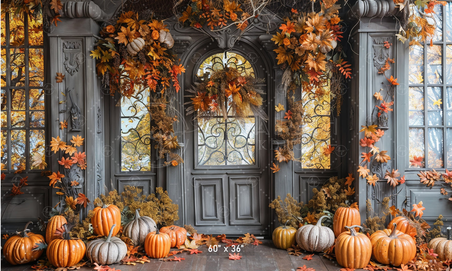 Elegant Autumn Porch Backdrop