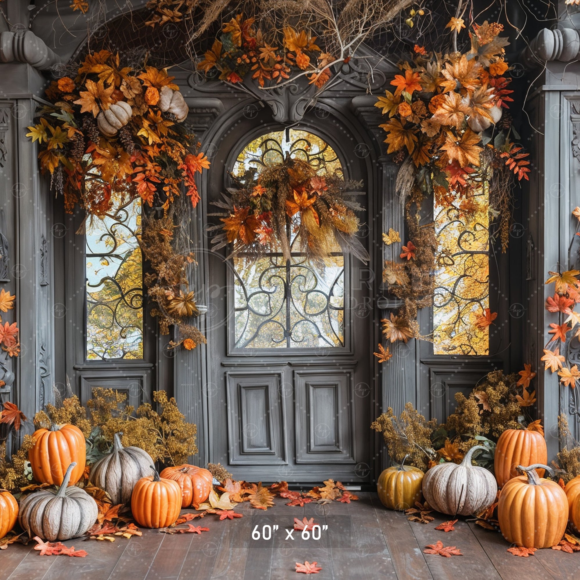 Elegant Autumn Porch Backdrop