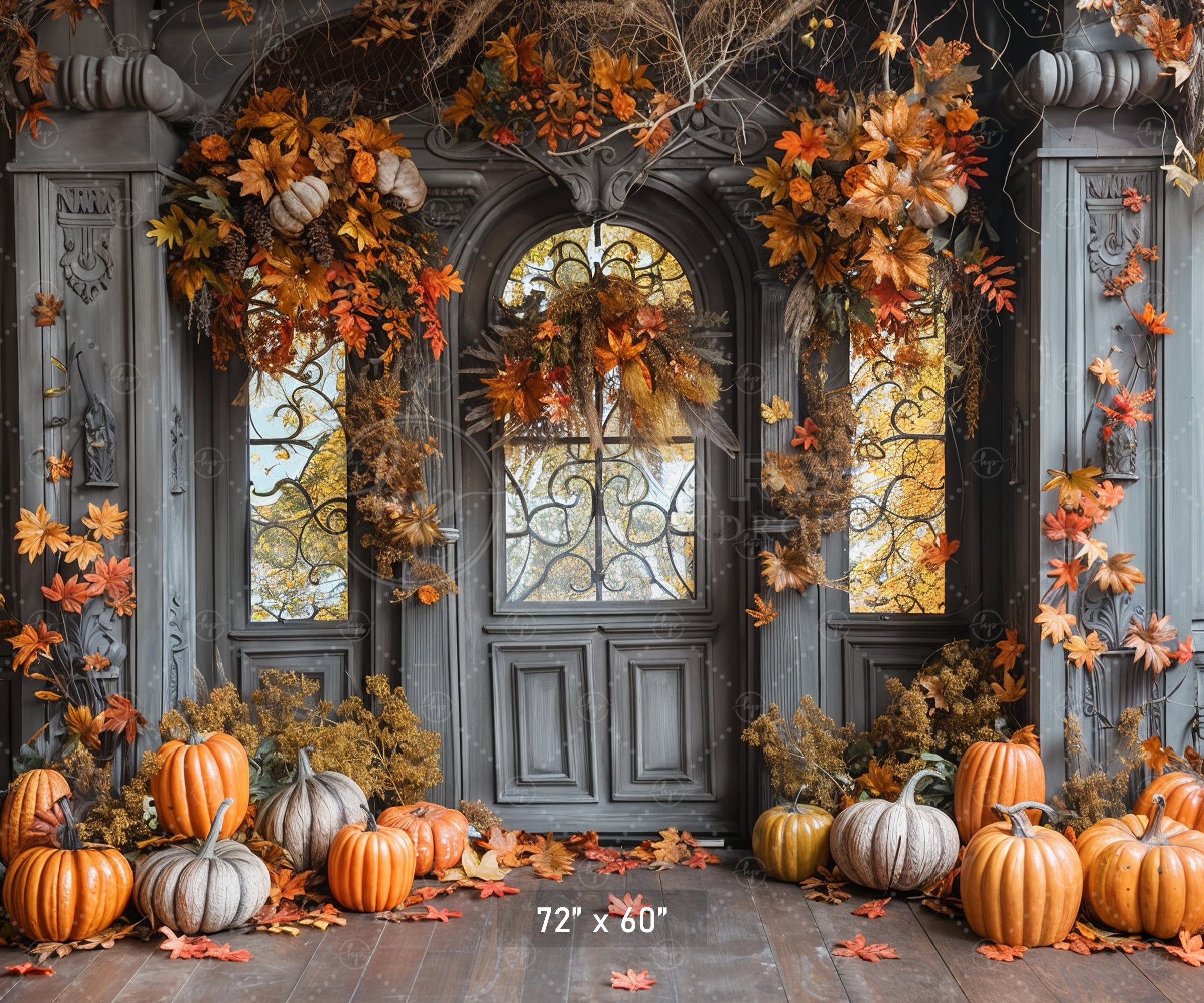 Elegant Autumn Porch Backdrop