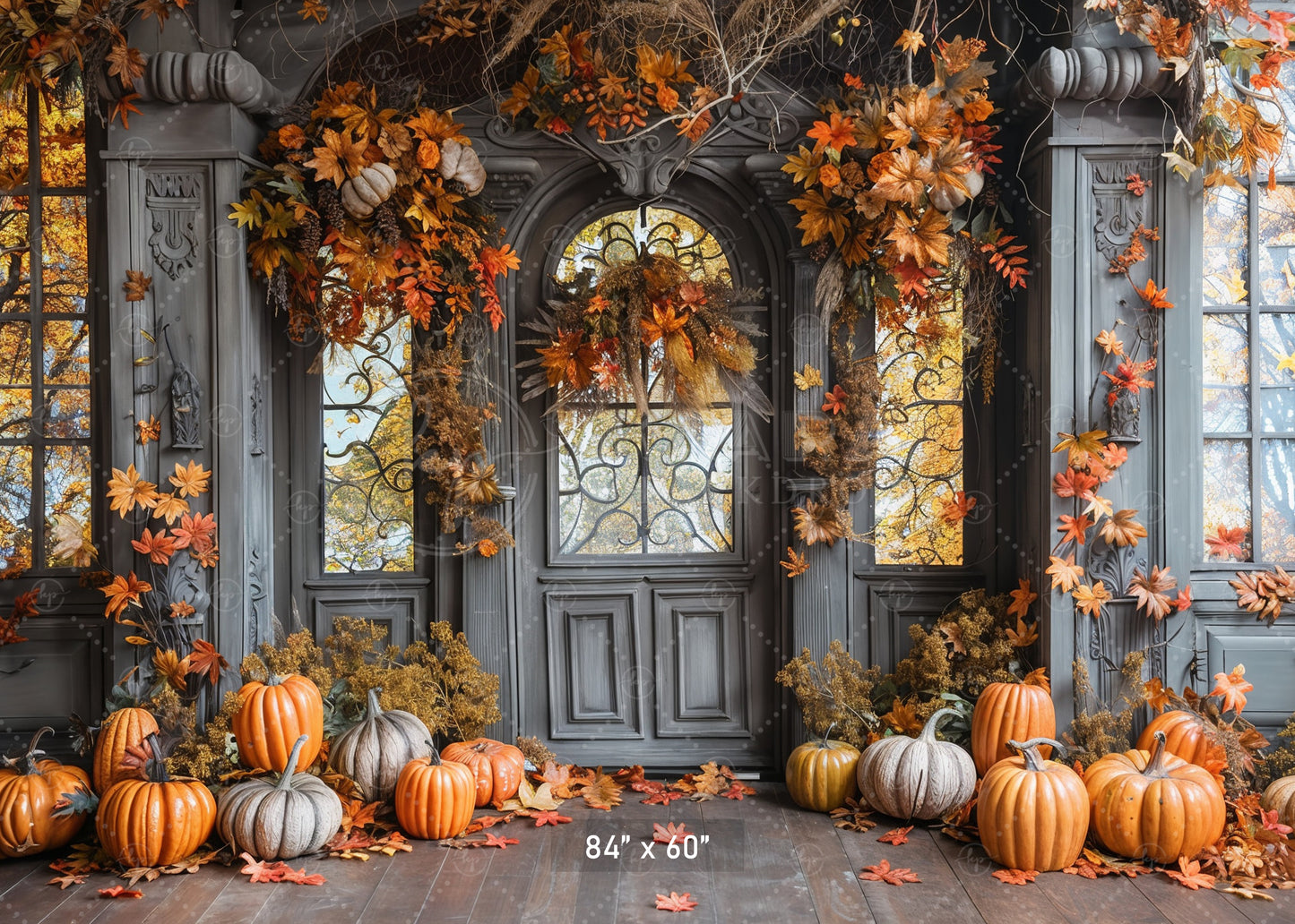 Elegant Autumn Porch Backdrop