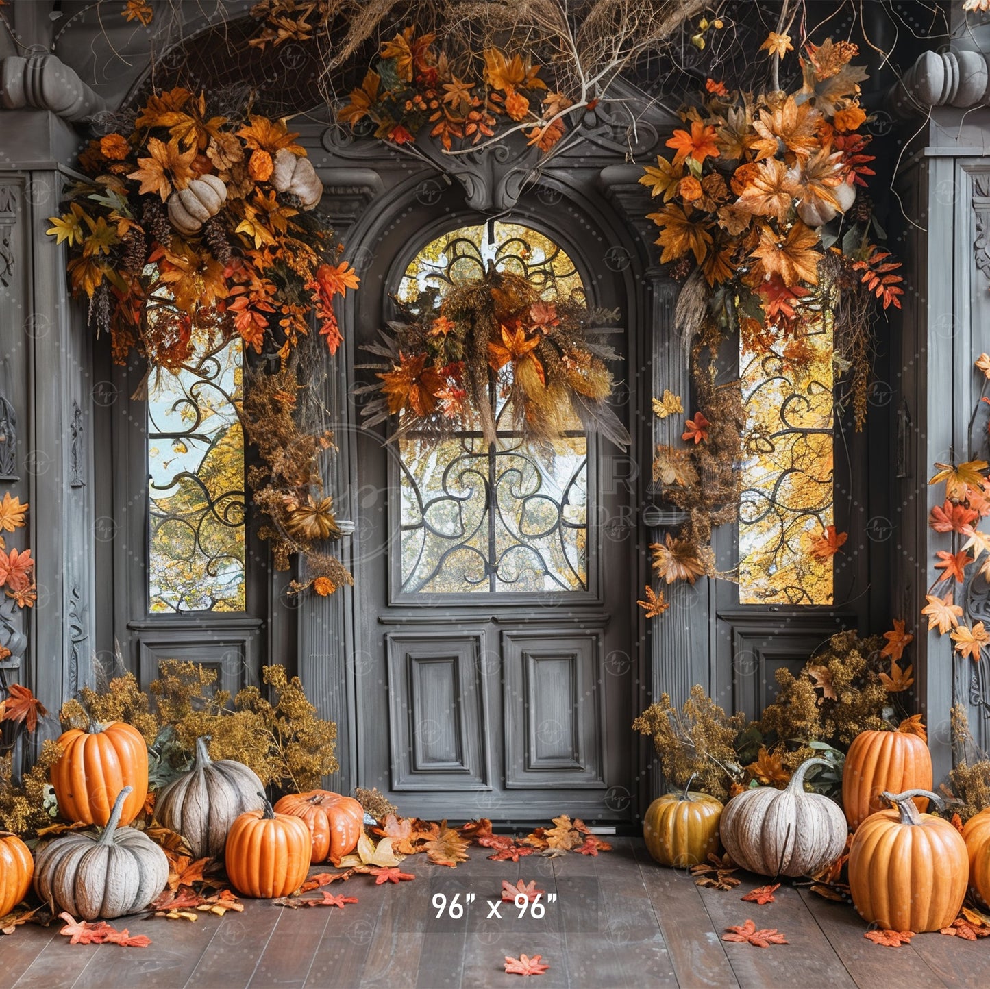 Elegant Autumn Porch Backdrop