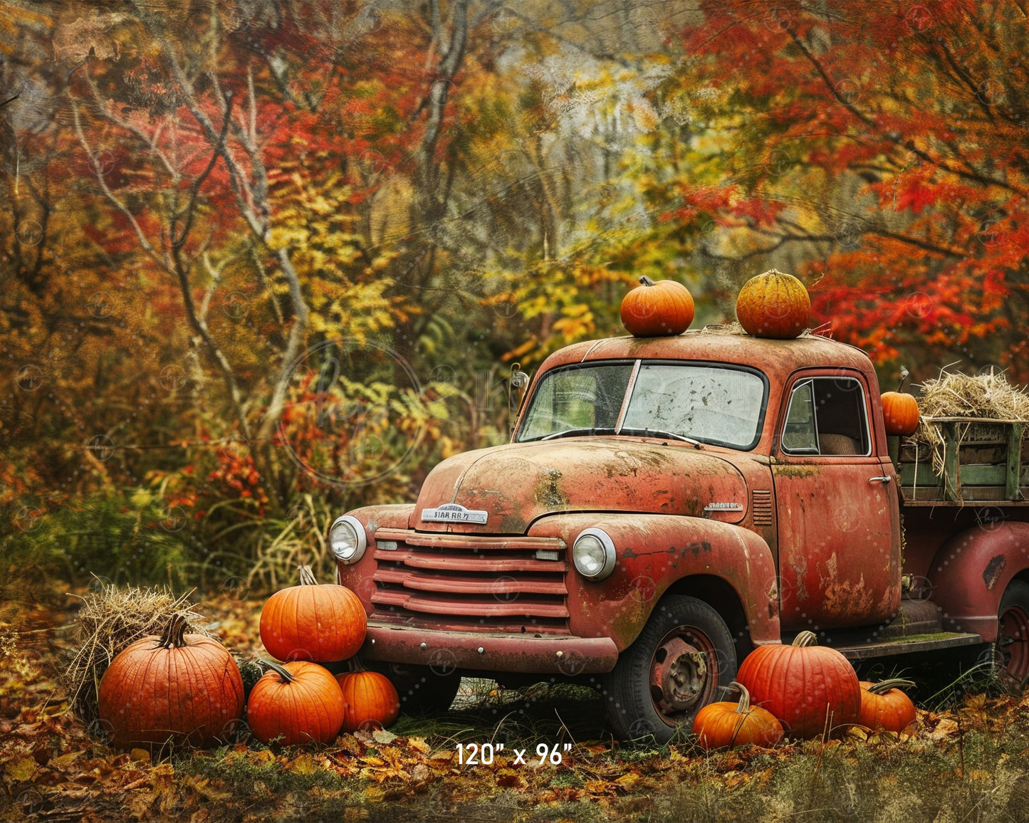 Rustic Fall Pumpkin Truck Backdrop