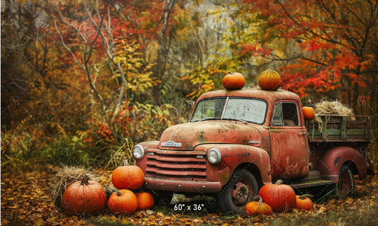 Rustic Fall Pumpkin Truck Backdrop