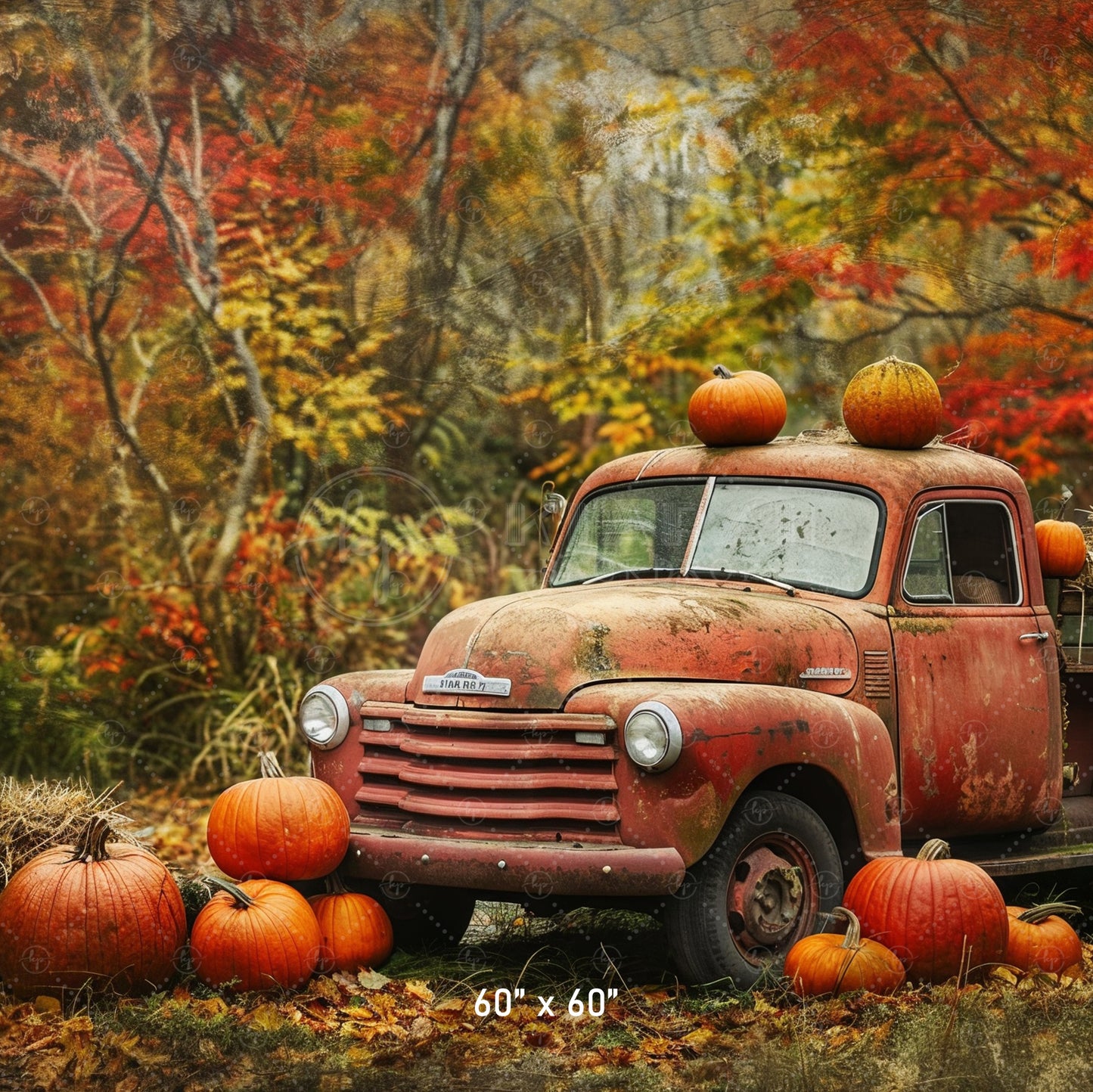 Rustic Fall Pumpkin Truck Backdrop