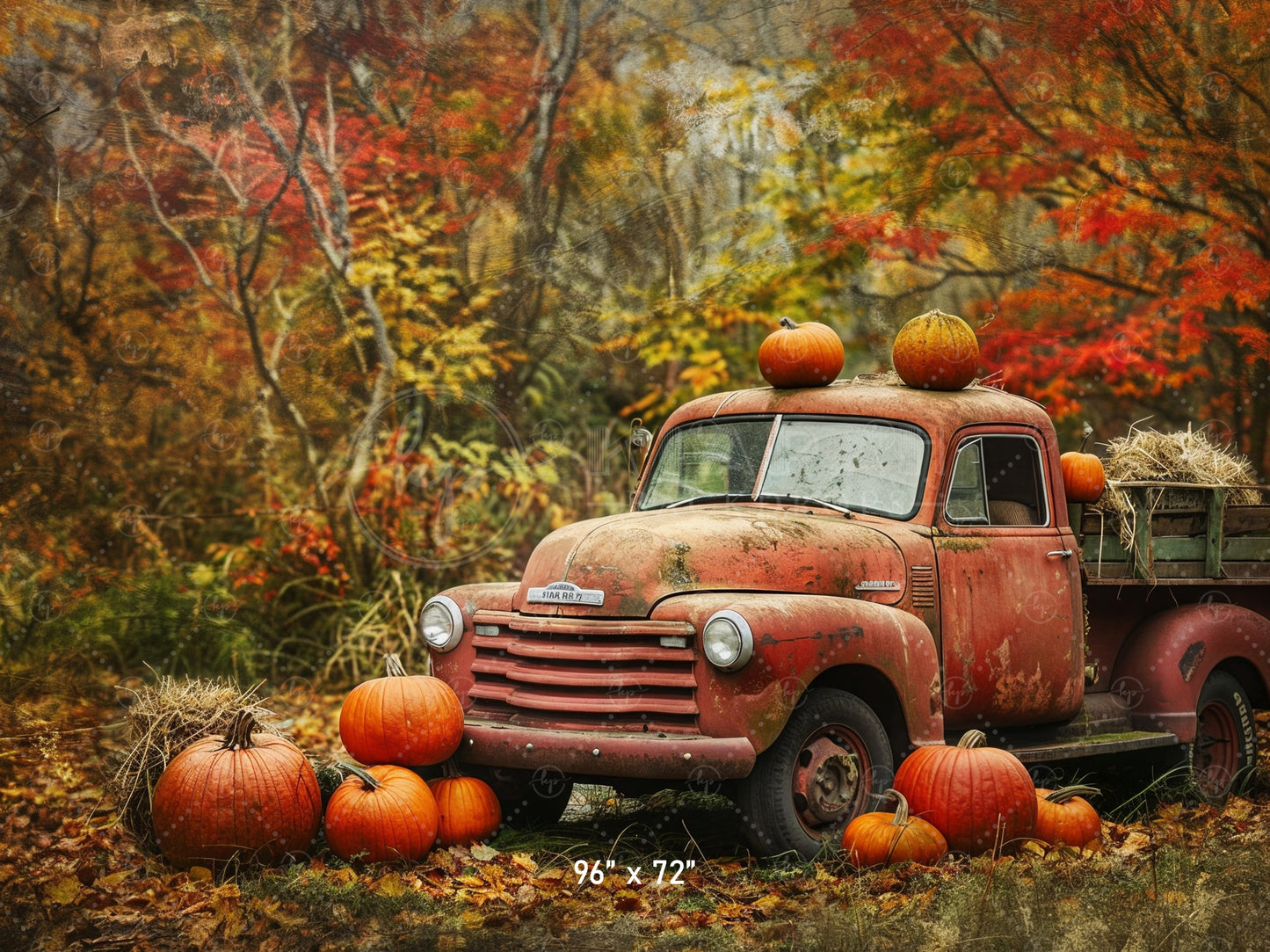 Rustic Fall Pumpkin Truck Backdrop