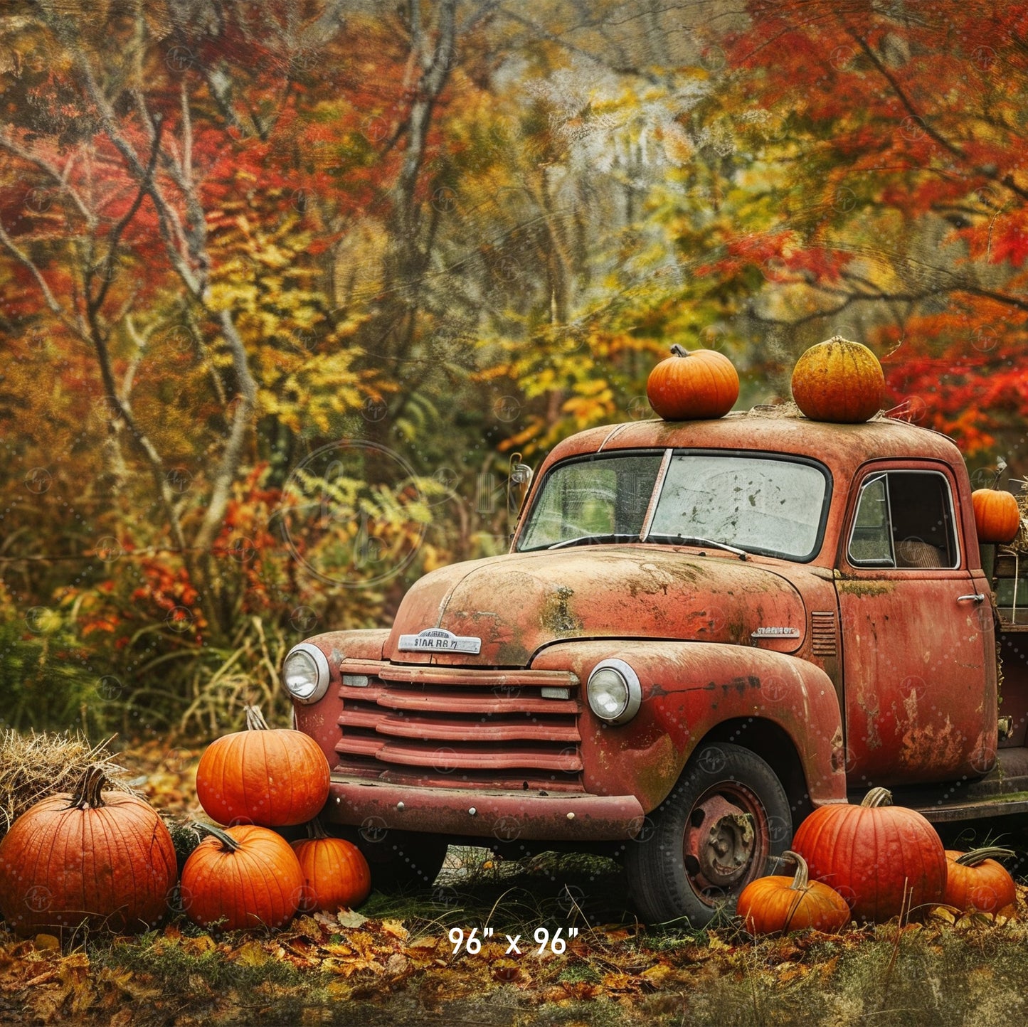 Rustic Fall Pumpkin Truck Backdrop