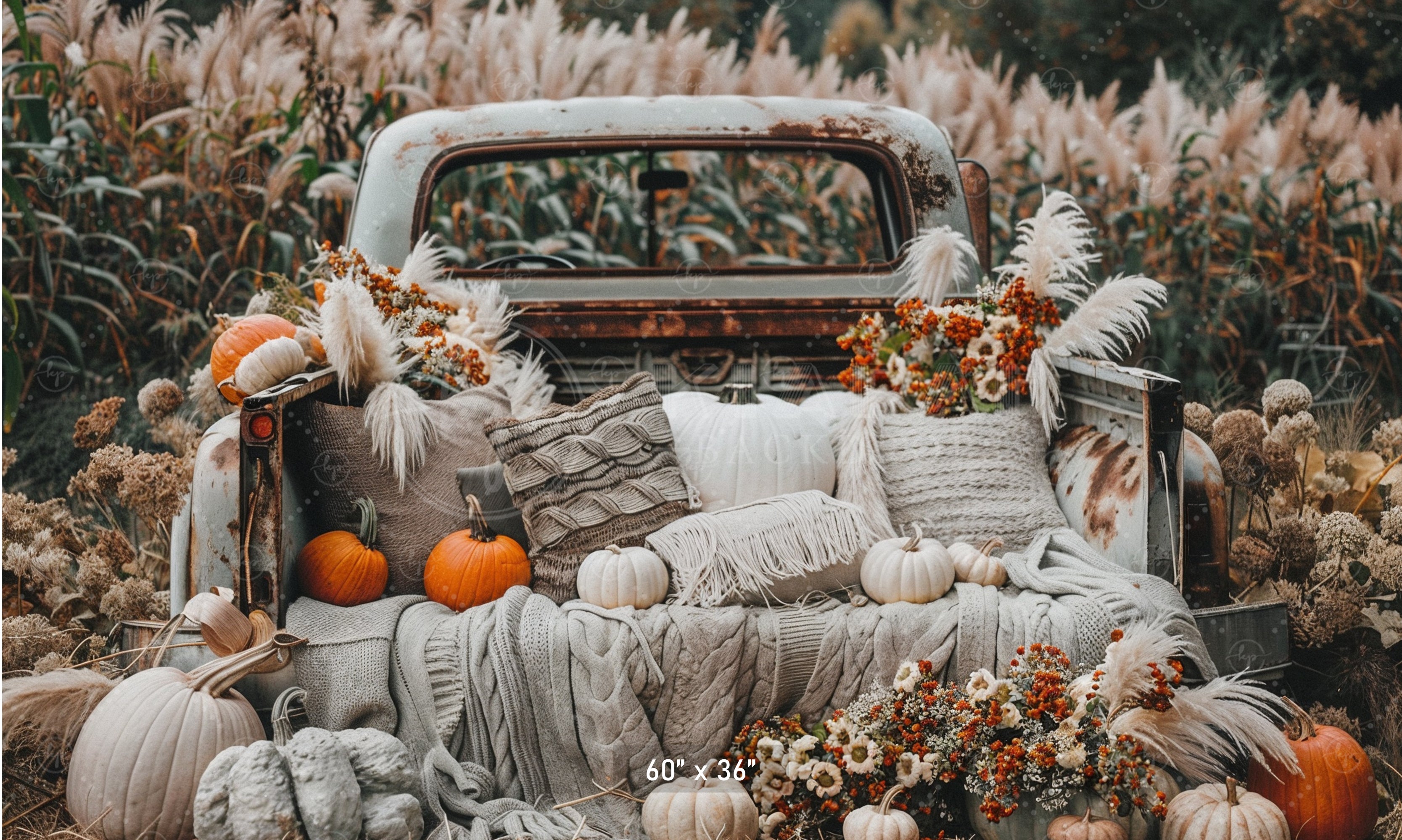 Cozy Harvest Truck Scene Backdrop