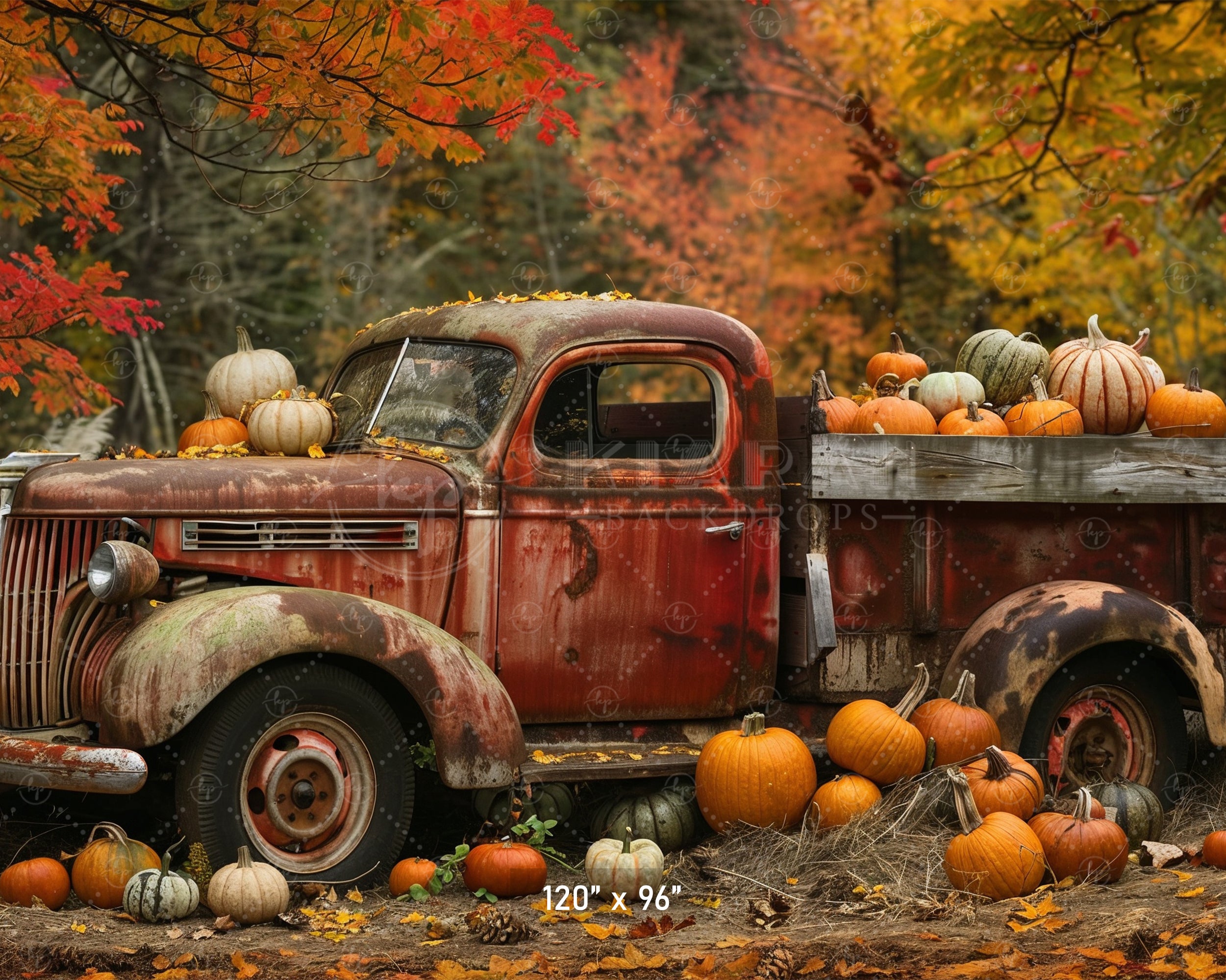 Rustic Pumpkin Truck Backdrop