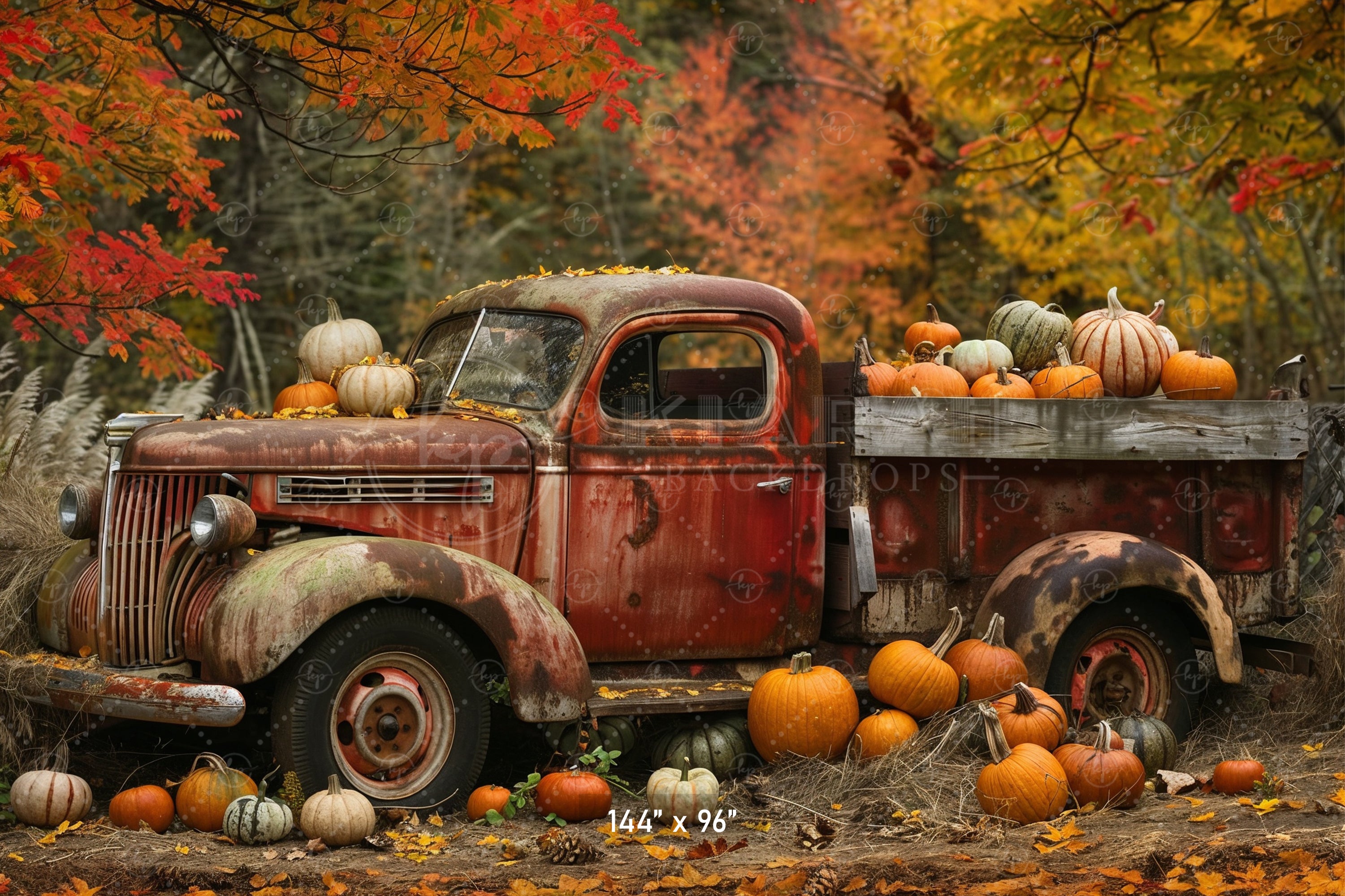 Rustic Pumpkin Truck Backdrop