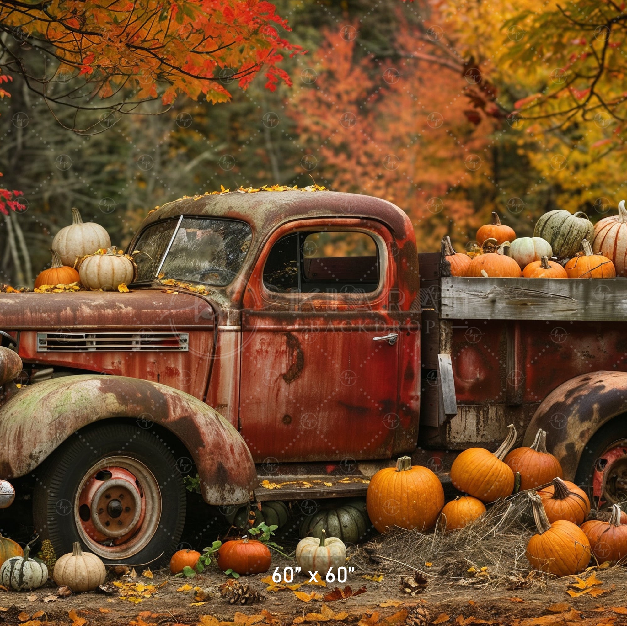 Rustic Pumpkin Truck Backdrop