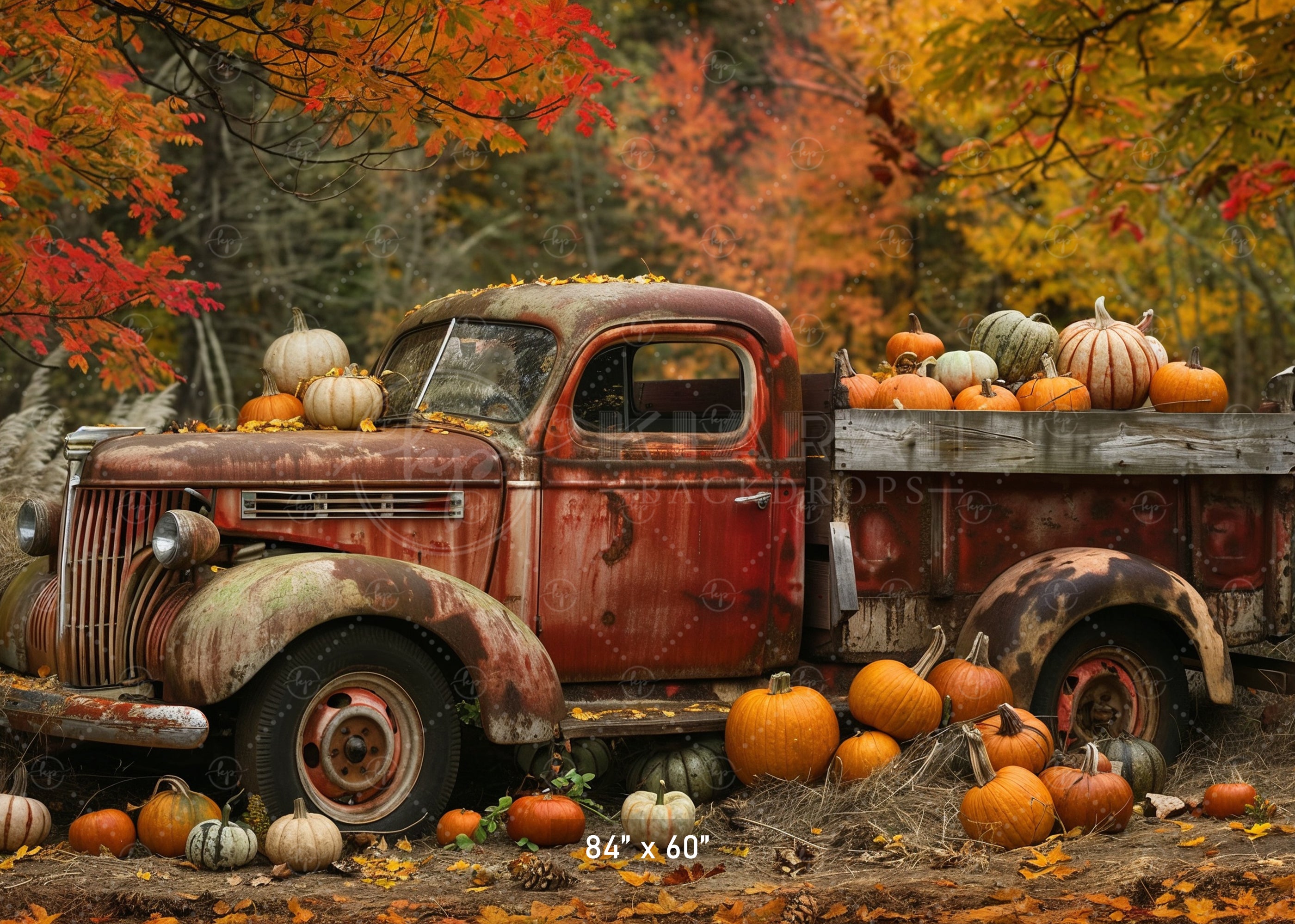 Rustic Pumpkin Truck Backdrop