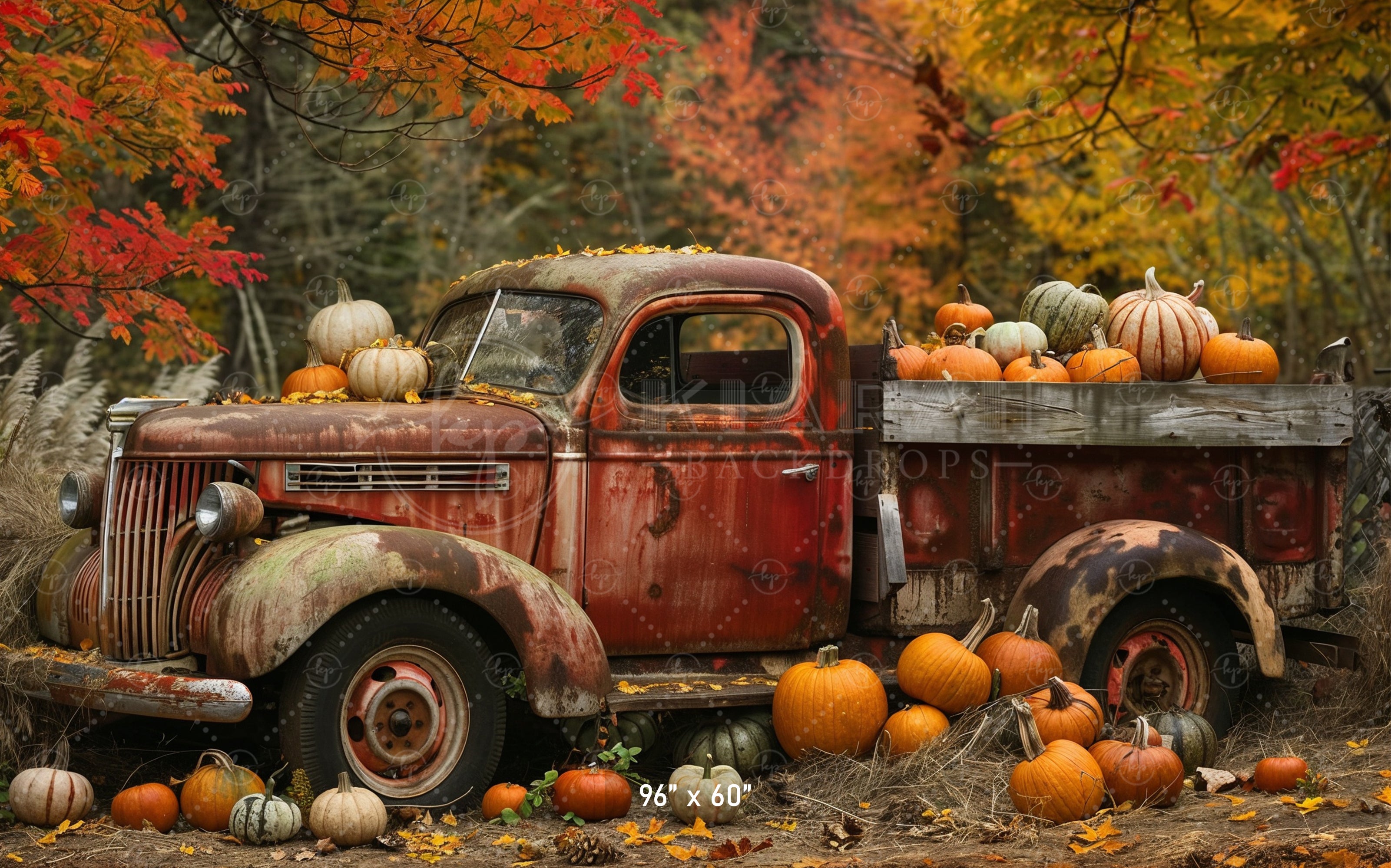Rustic Pumpkin Truck Backdrop