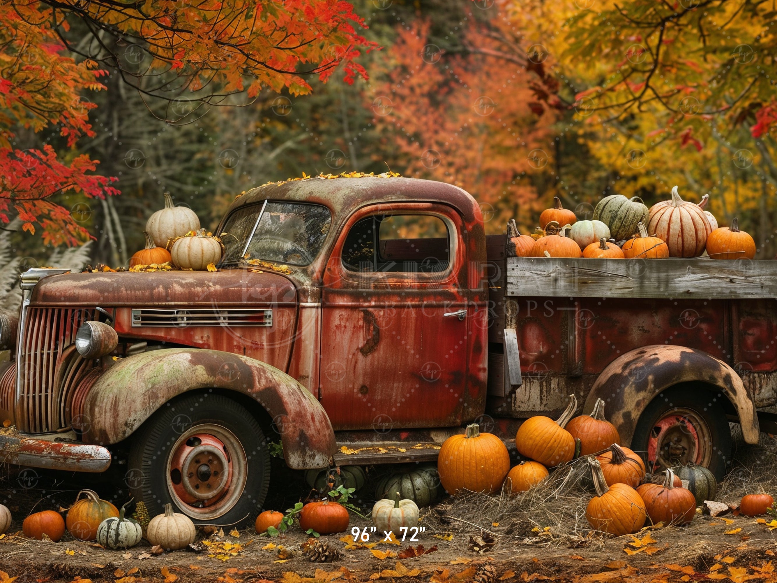 Rustic Pumpkin Truck Backdrop