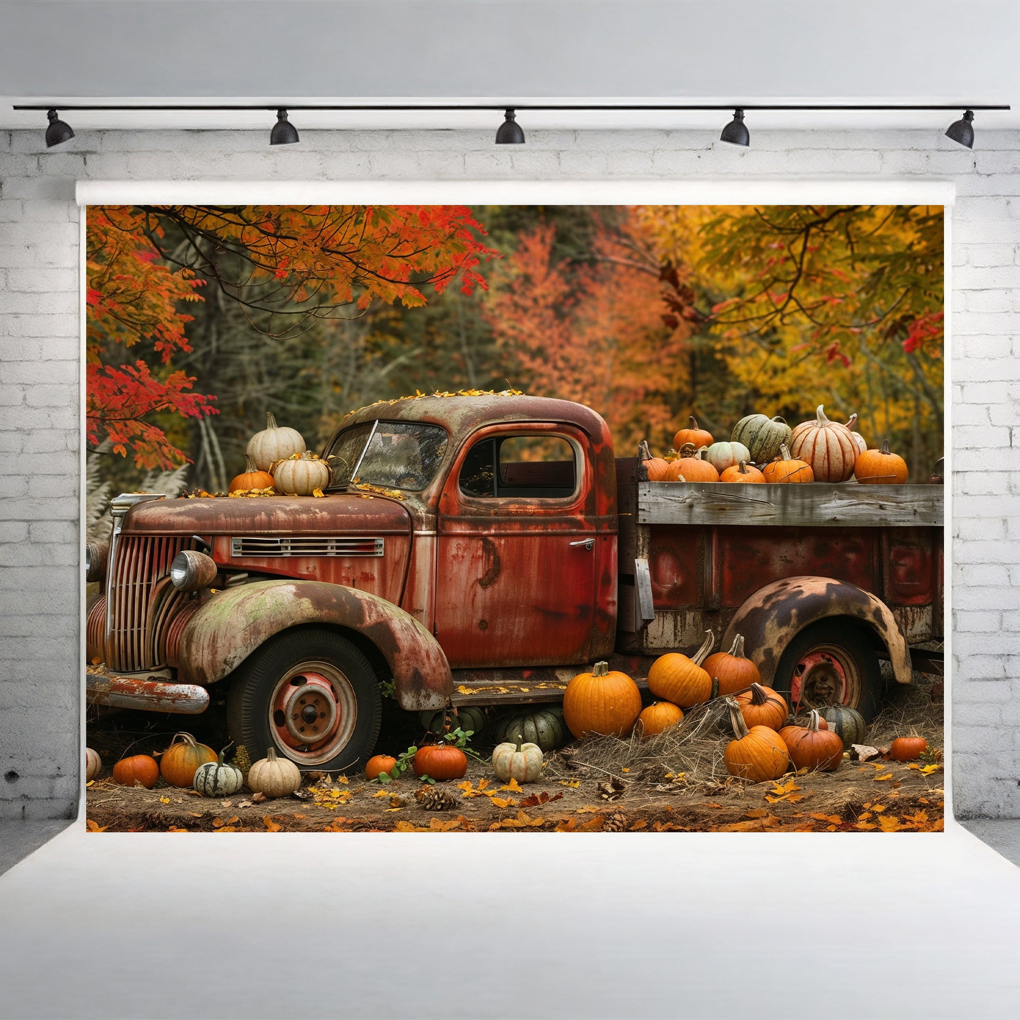Rustic Pumpkin Truck Backdrop