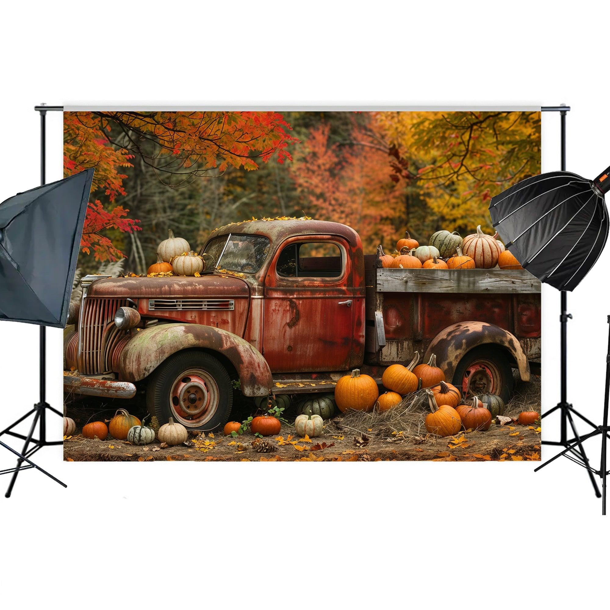 Rustic Pumpkin Truck Backdrop