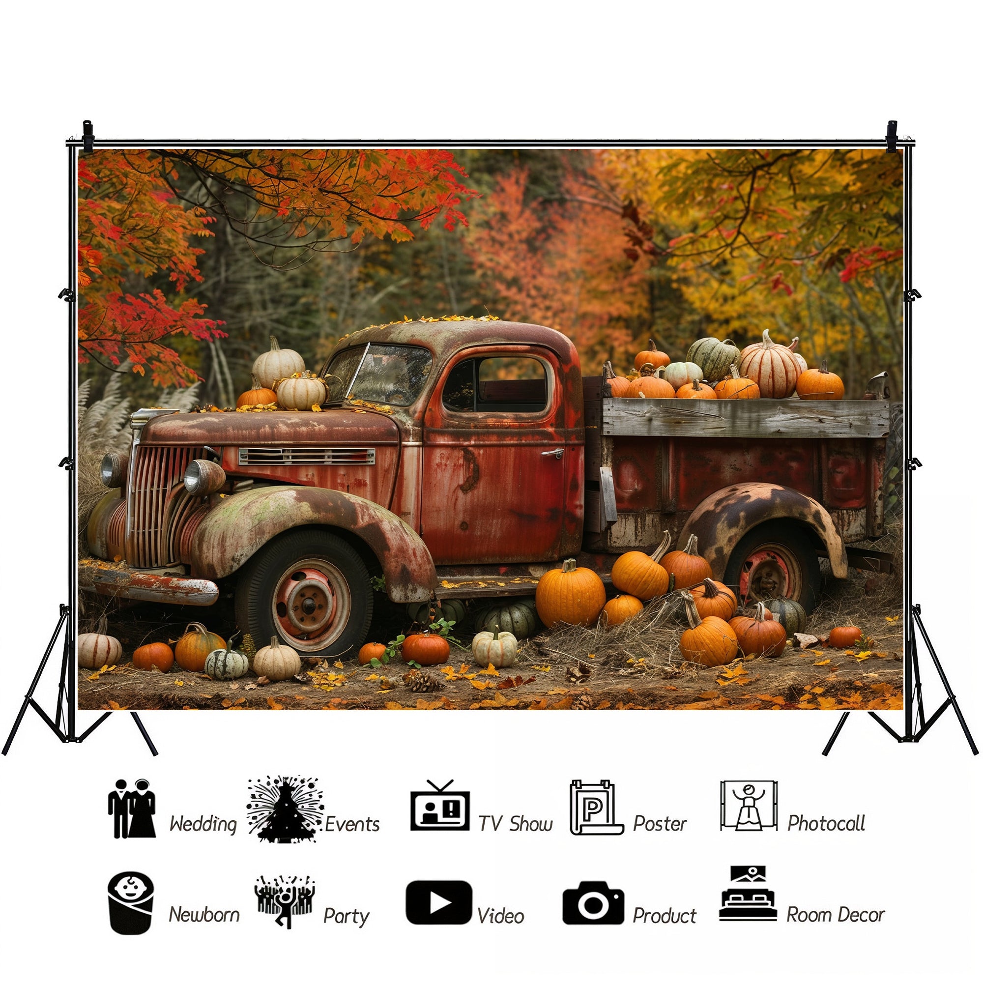 Rustic Pumpkin Truck Backdrop