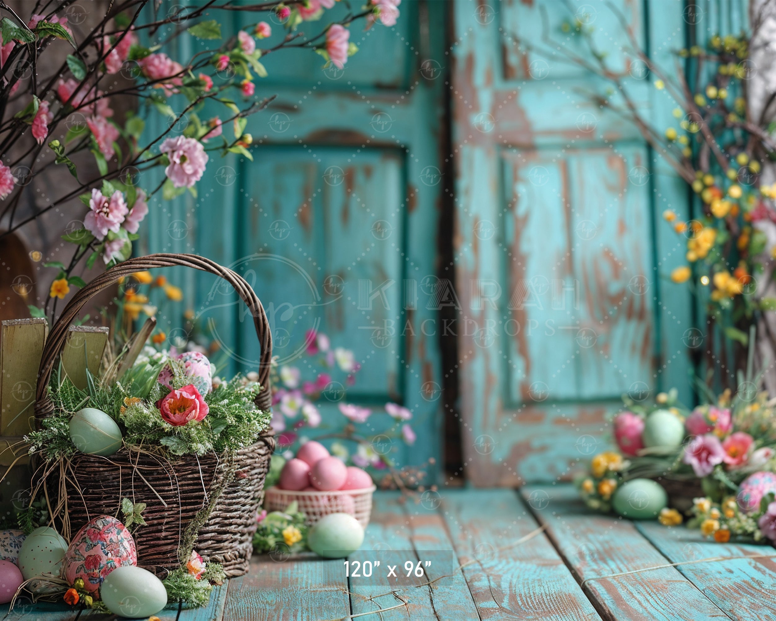 Easter Floral Basket Backdrop
