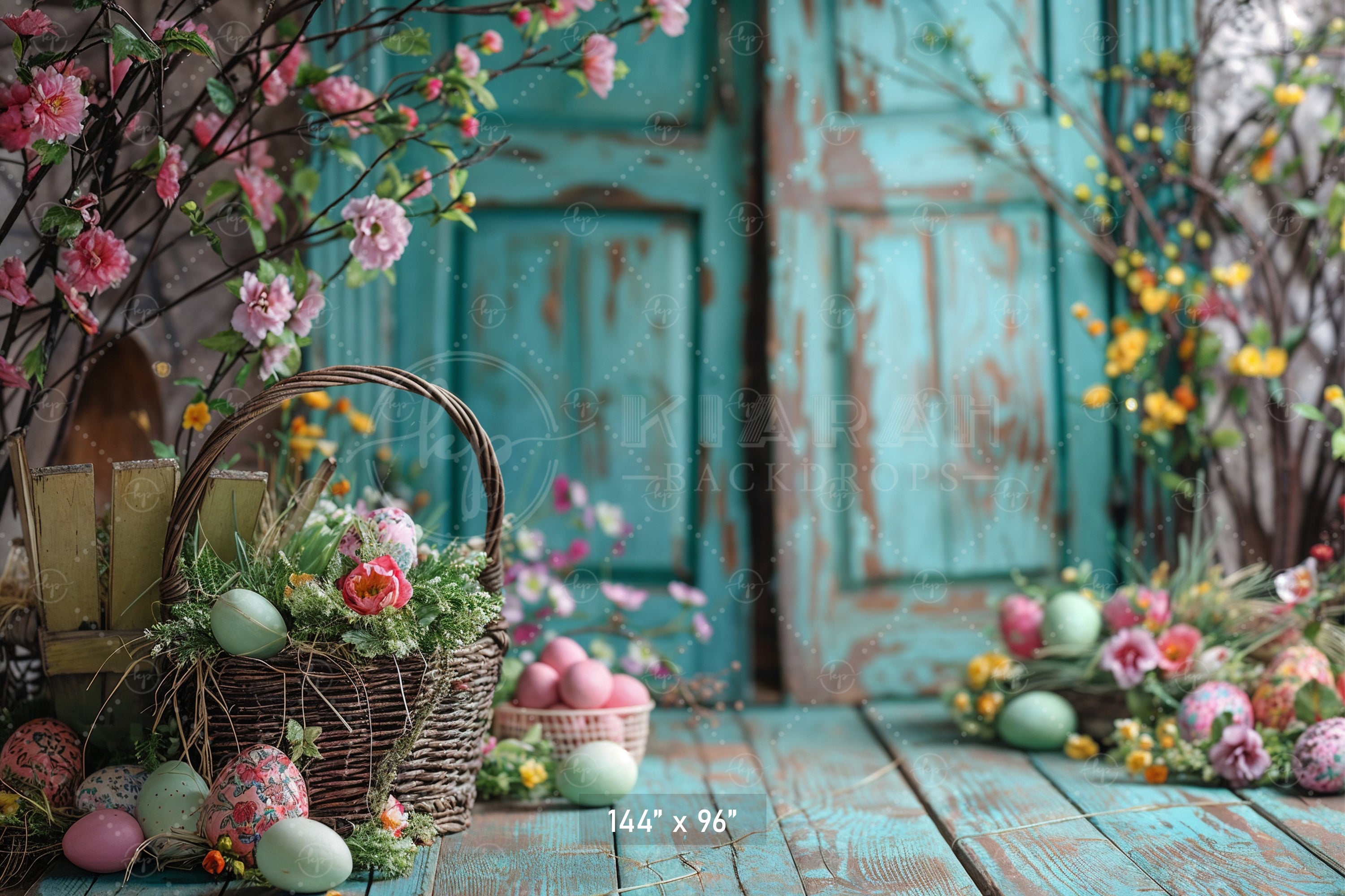 Easter Floral Basket Backdrop