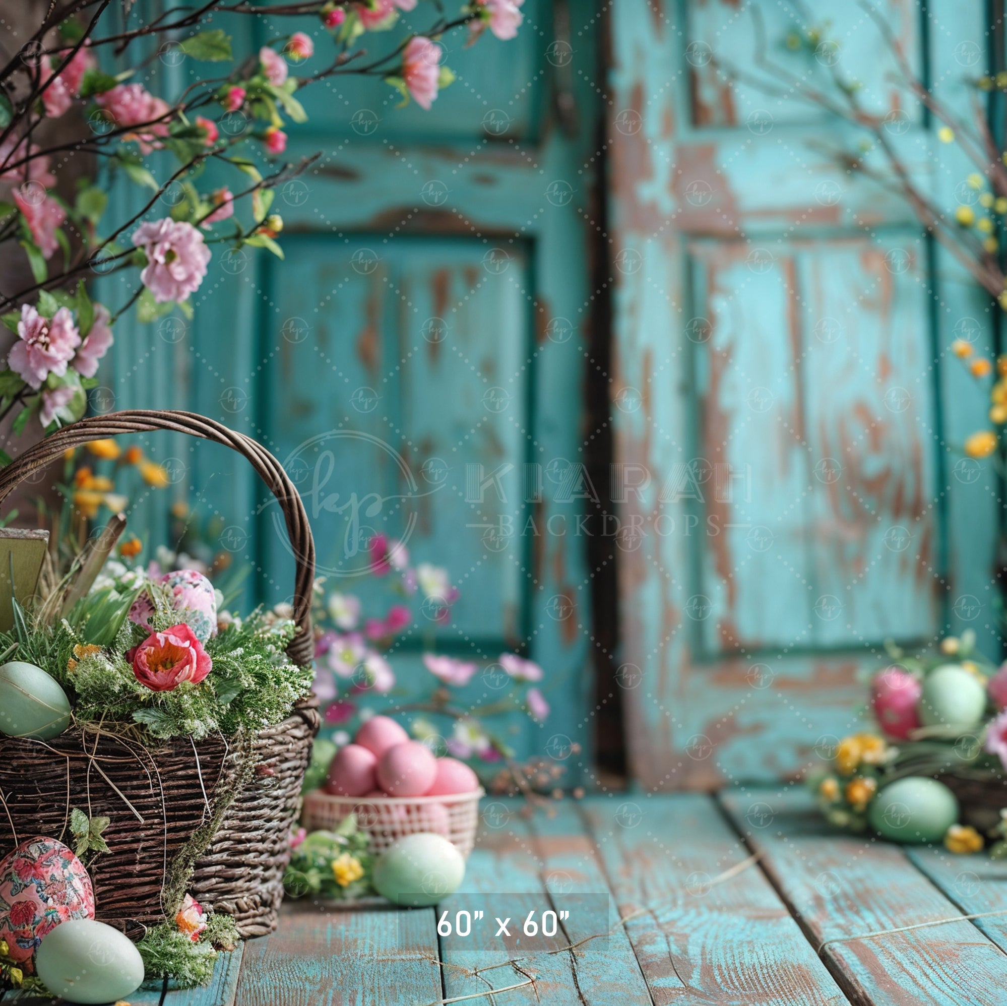 Easter Floral Basket Backdrop