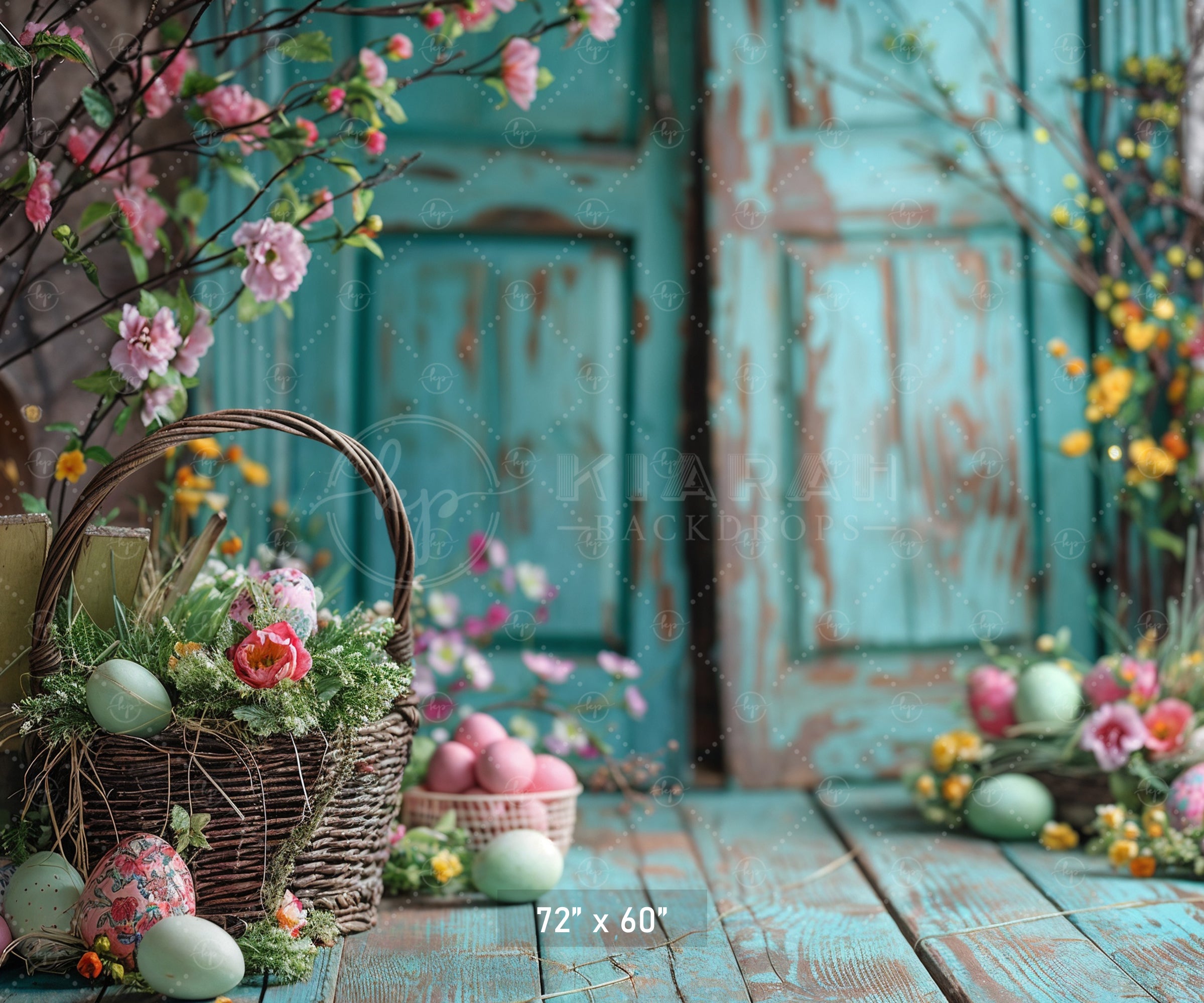 Easter Floral Basket Backdrop