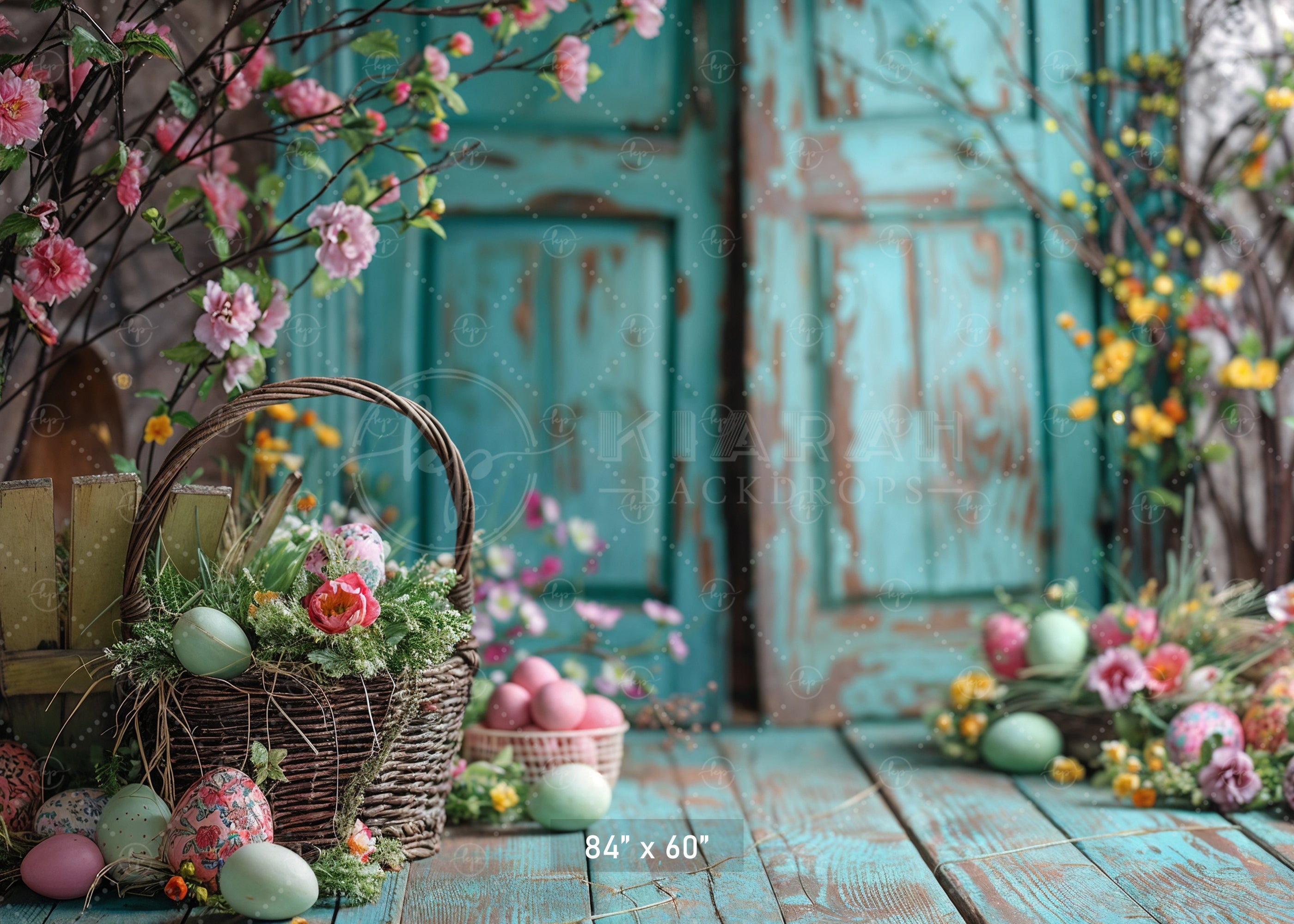 Easter Floral Basket Backdrop