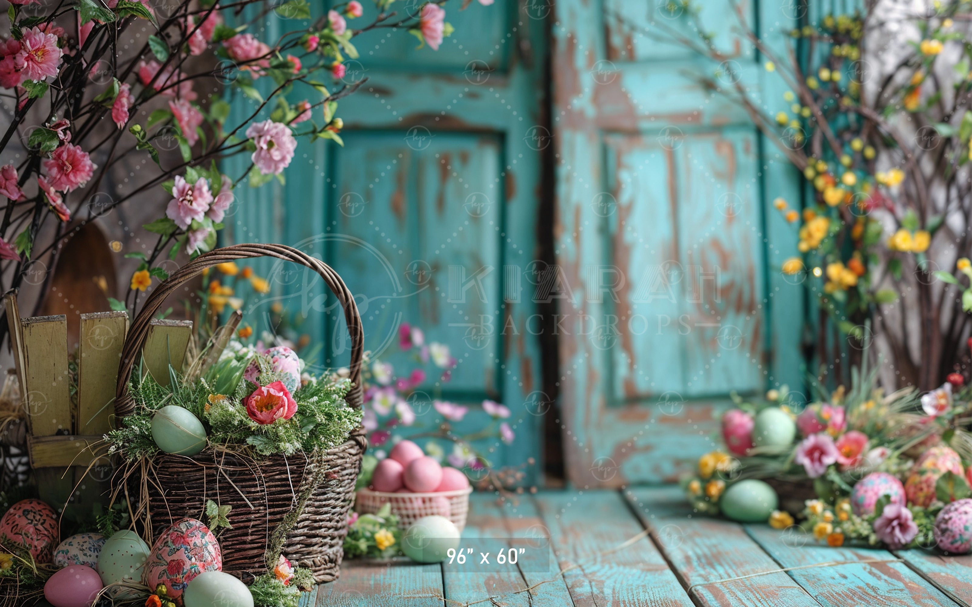 Easter Floral Basket Backdrop