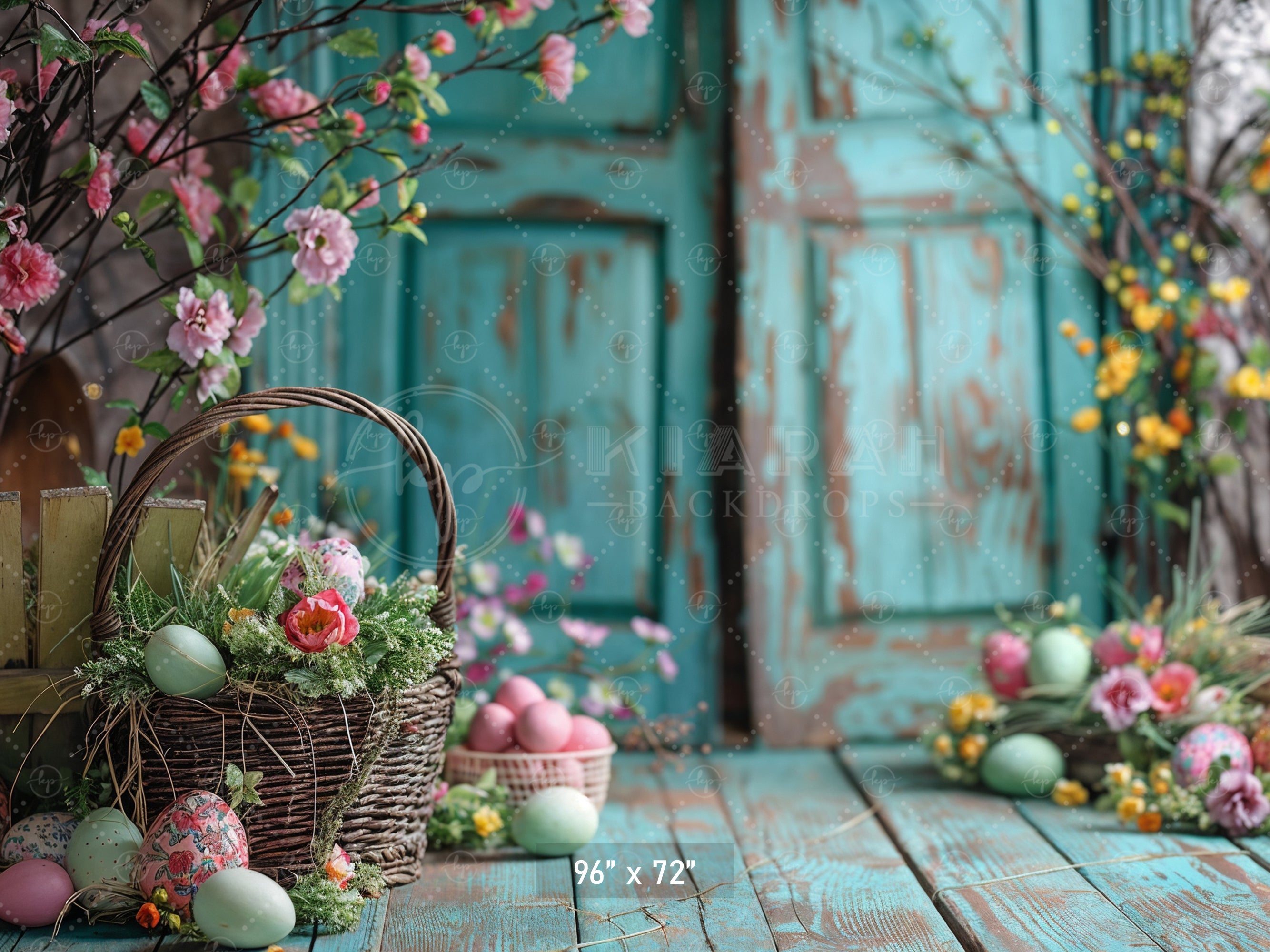 Easter Floral Basket Backdrop