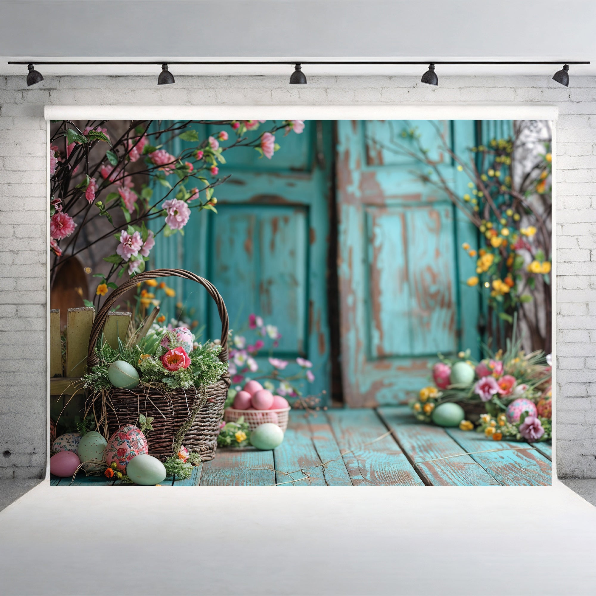 Easter Floral Basket Backdrop