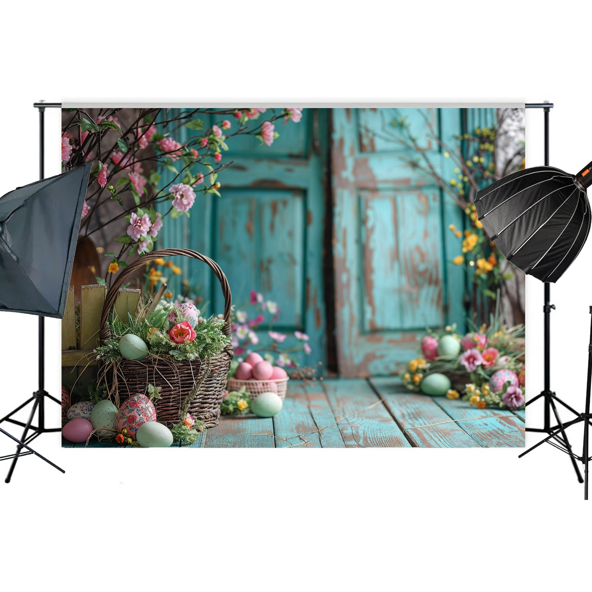 Easter Floral Basket Backdrop
