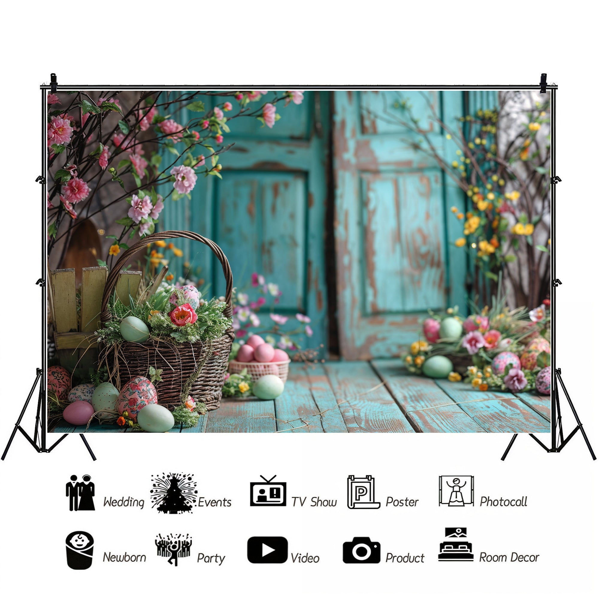 Easter Floral Basket Backdrop