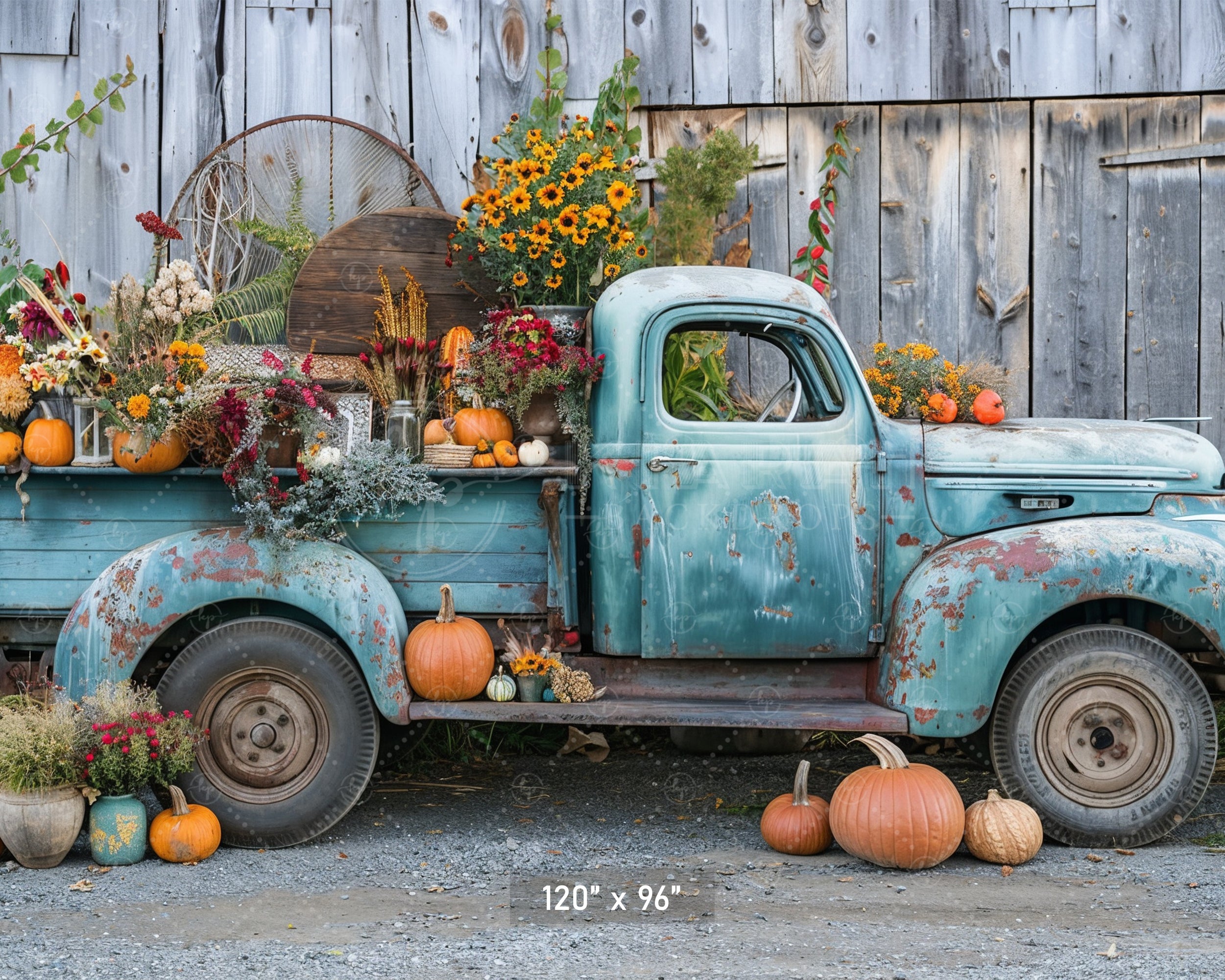 Vintage Harvest Truck Backdrop