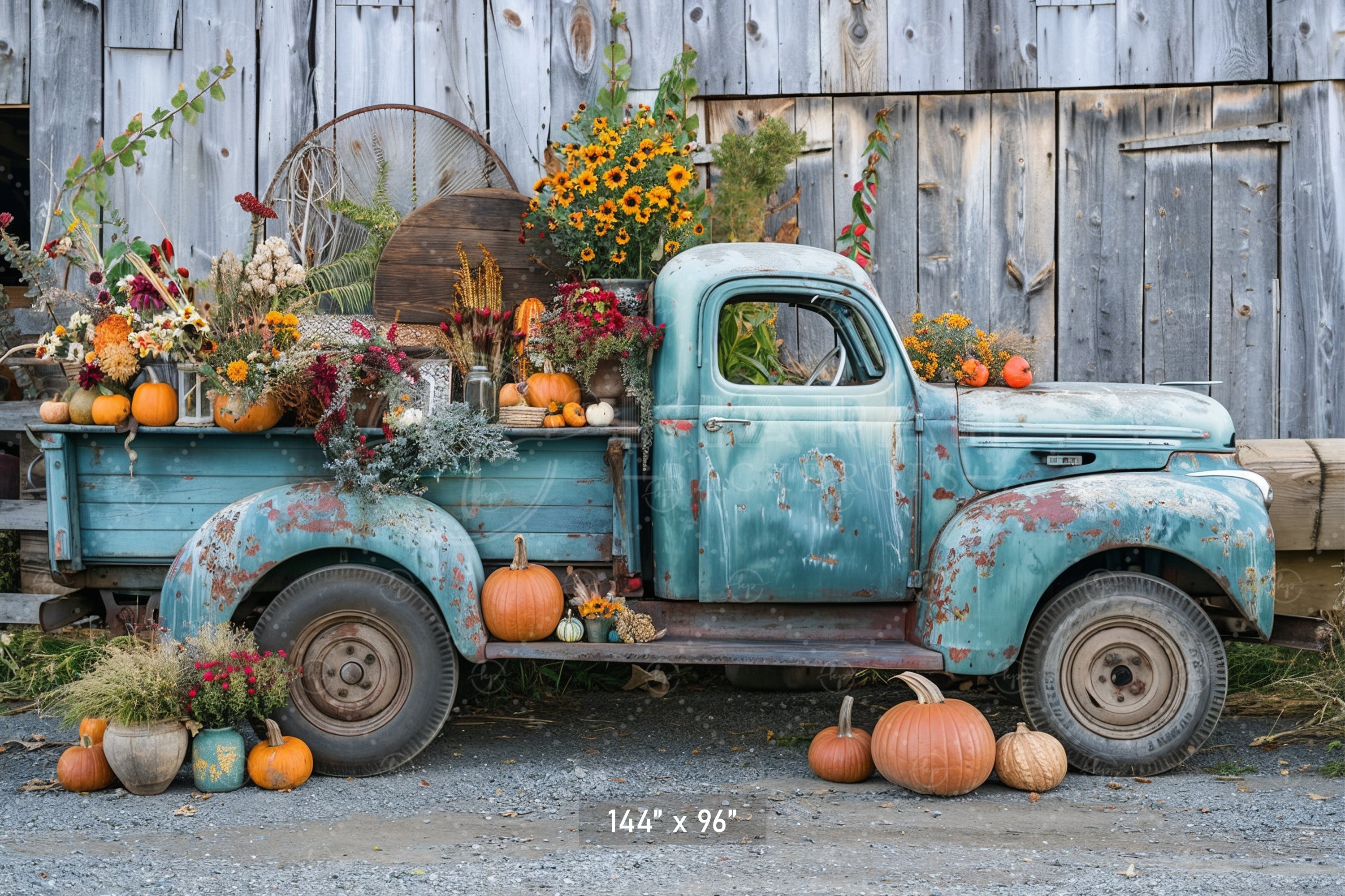 Vintage Harvest Truck Backdrop