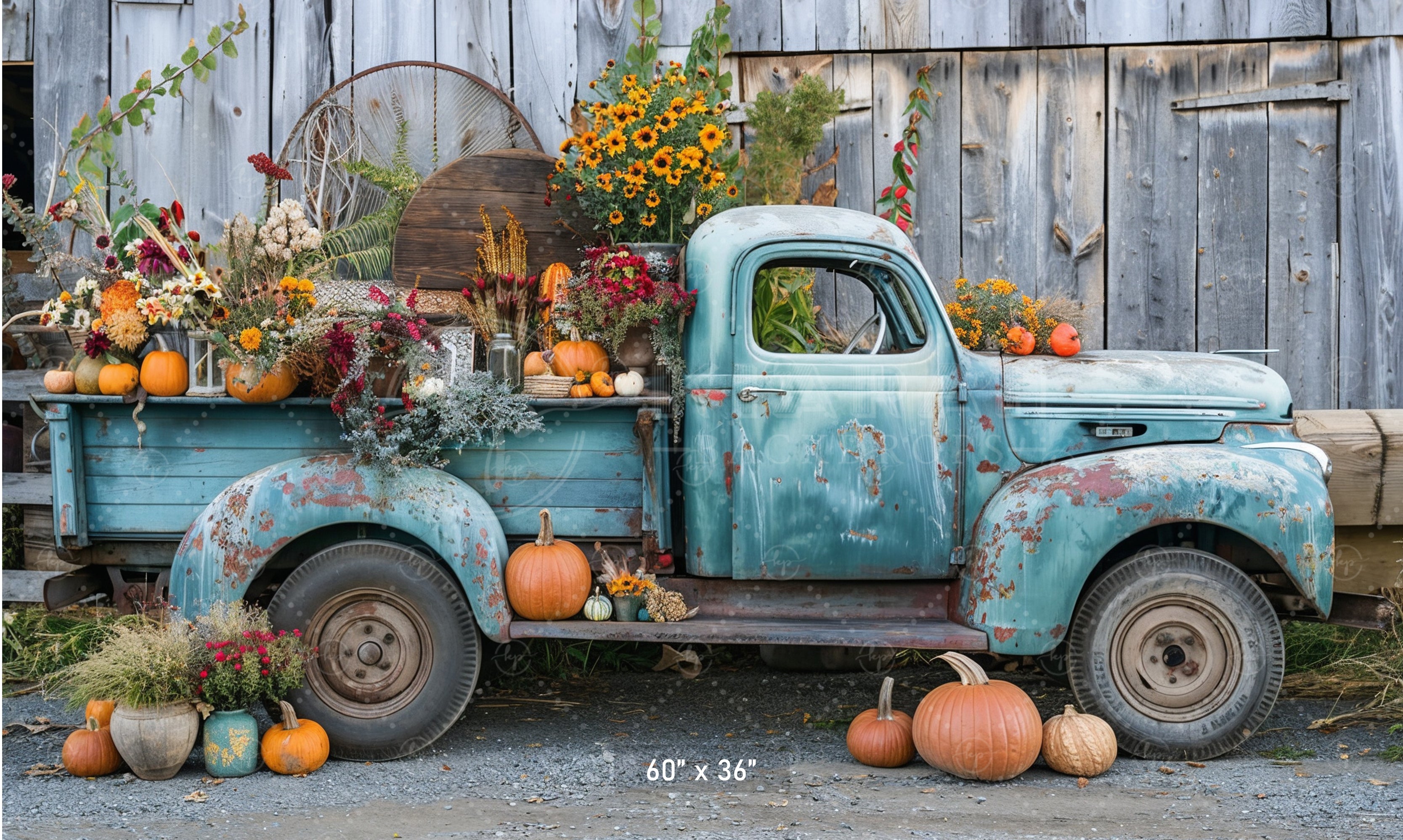 Vintage Harvest Truck Backdrop