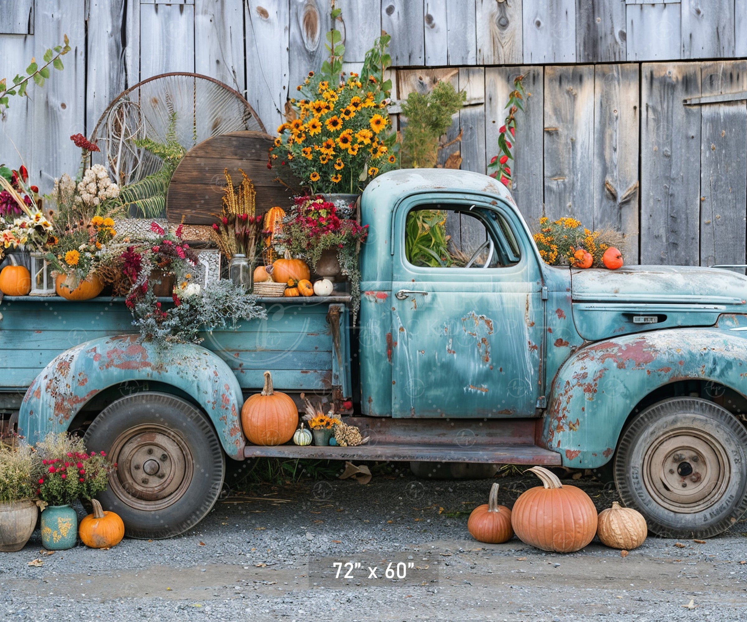 Vintage Harvest Truck Backdrop